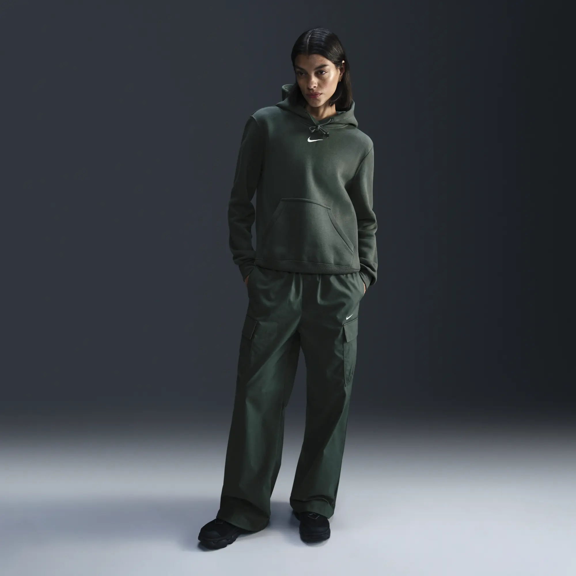 Nike Sportswear Phoenix Fleece Women's Pullover Hoodie - Green - Cotton/Polyester