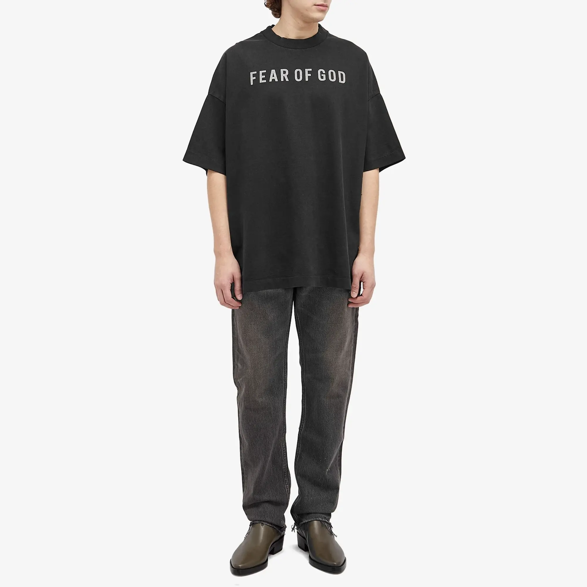 Fear of God Men's Short Sleeve Text Print T-Shirt Black/Grey