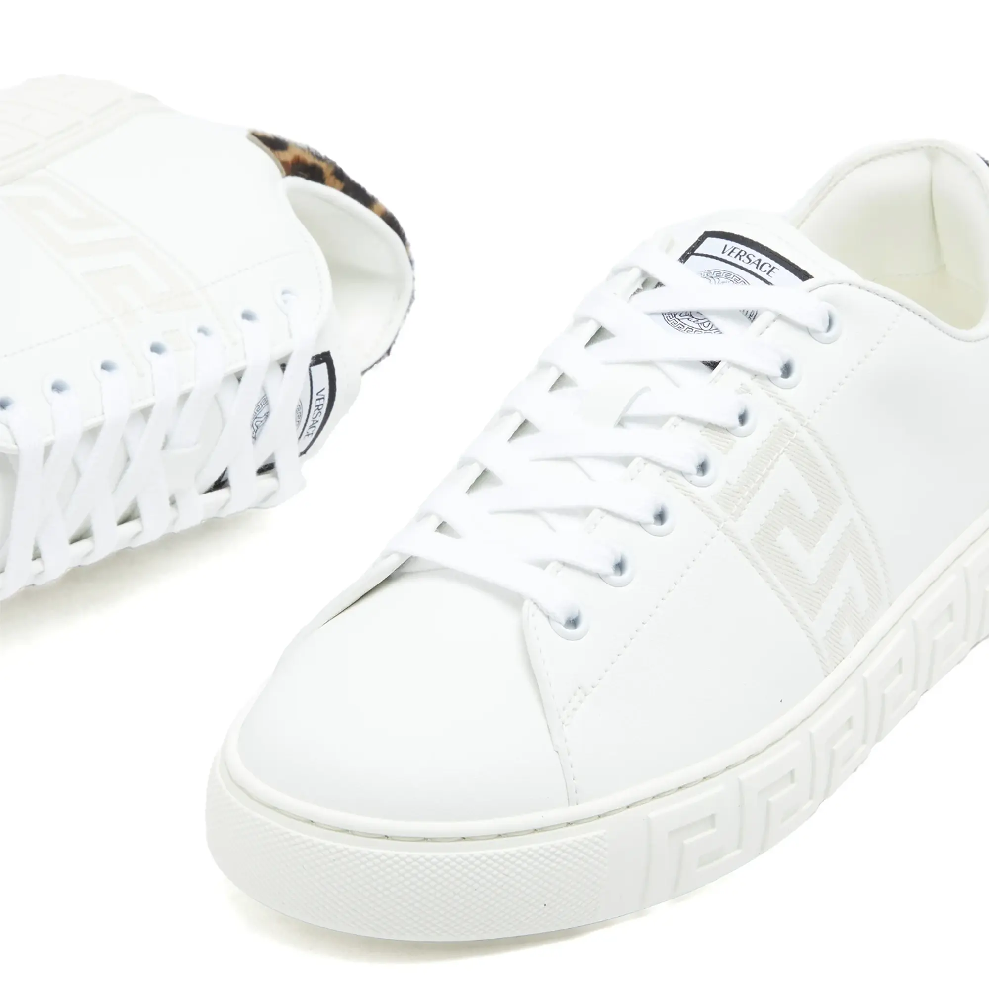 Versace Women's Sneaker White/Brown Spotted