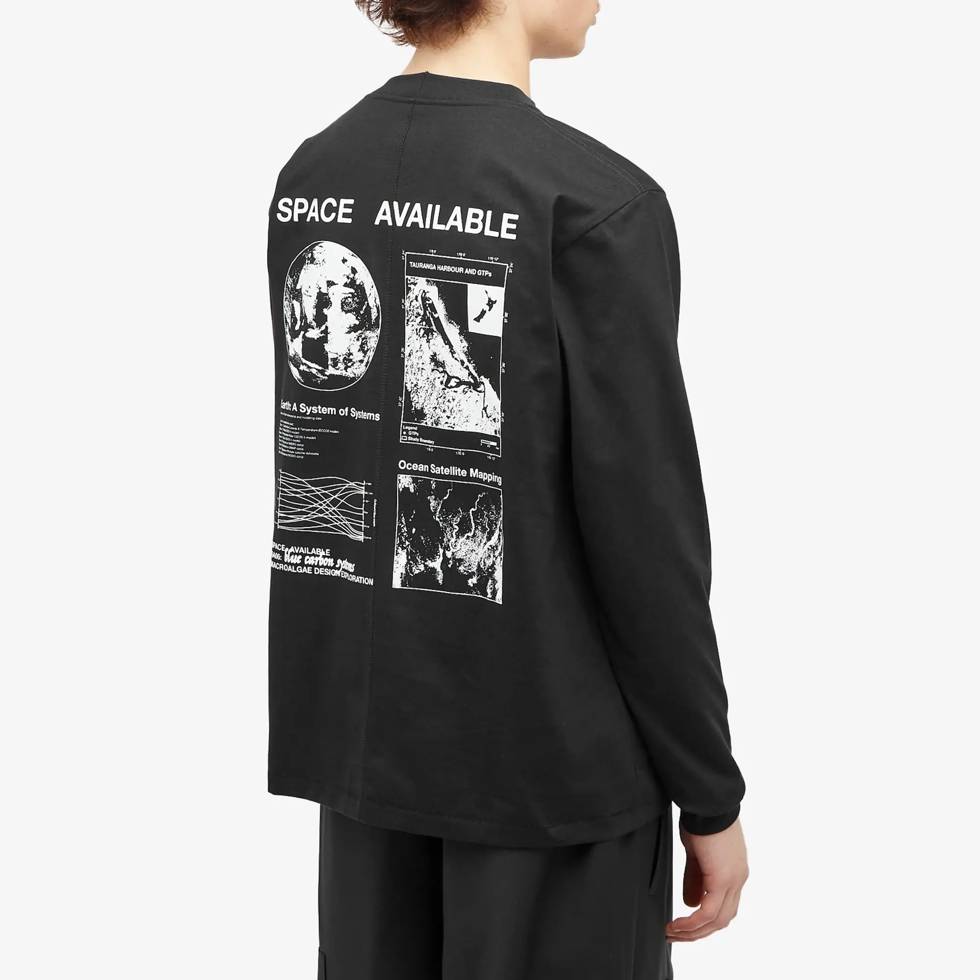 Space Available Men's Ocean Mapping Long Sleeve T-Shirt Black