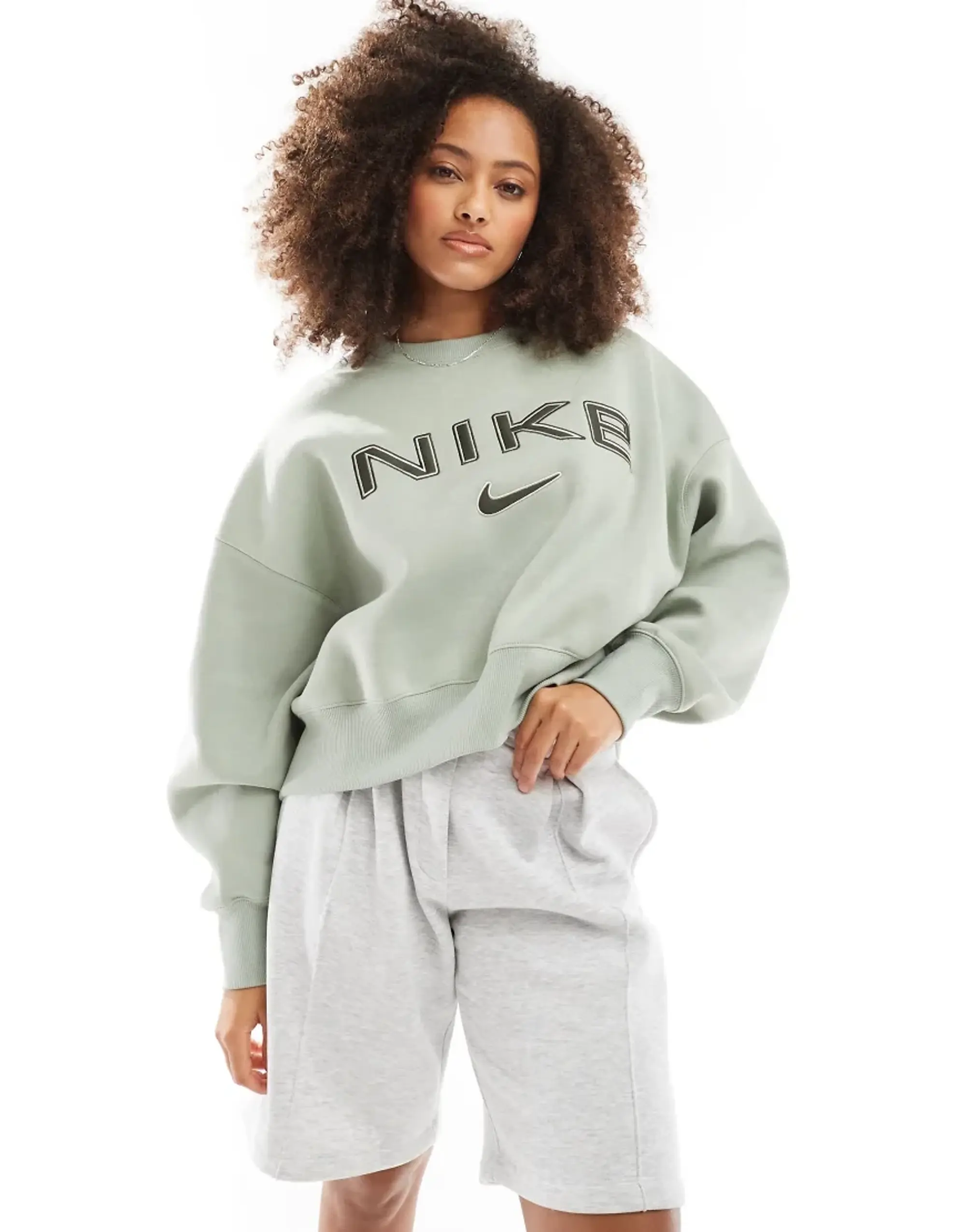 Nike Womens Phoenix Logo Sweatshirt - Green - Size M - Green