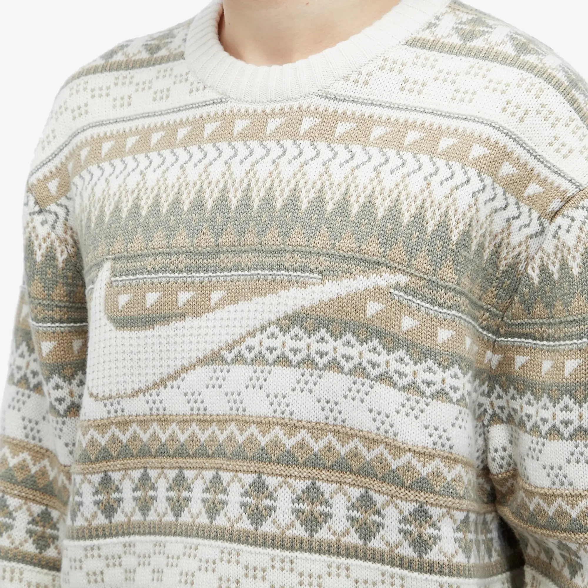 Nike Life Fair Isle Swoosh Jumper, Cream