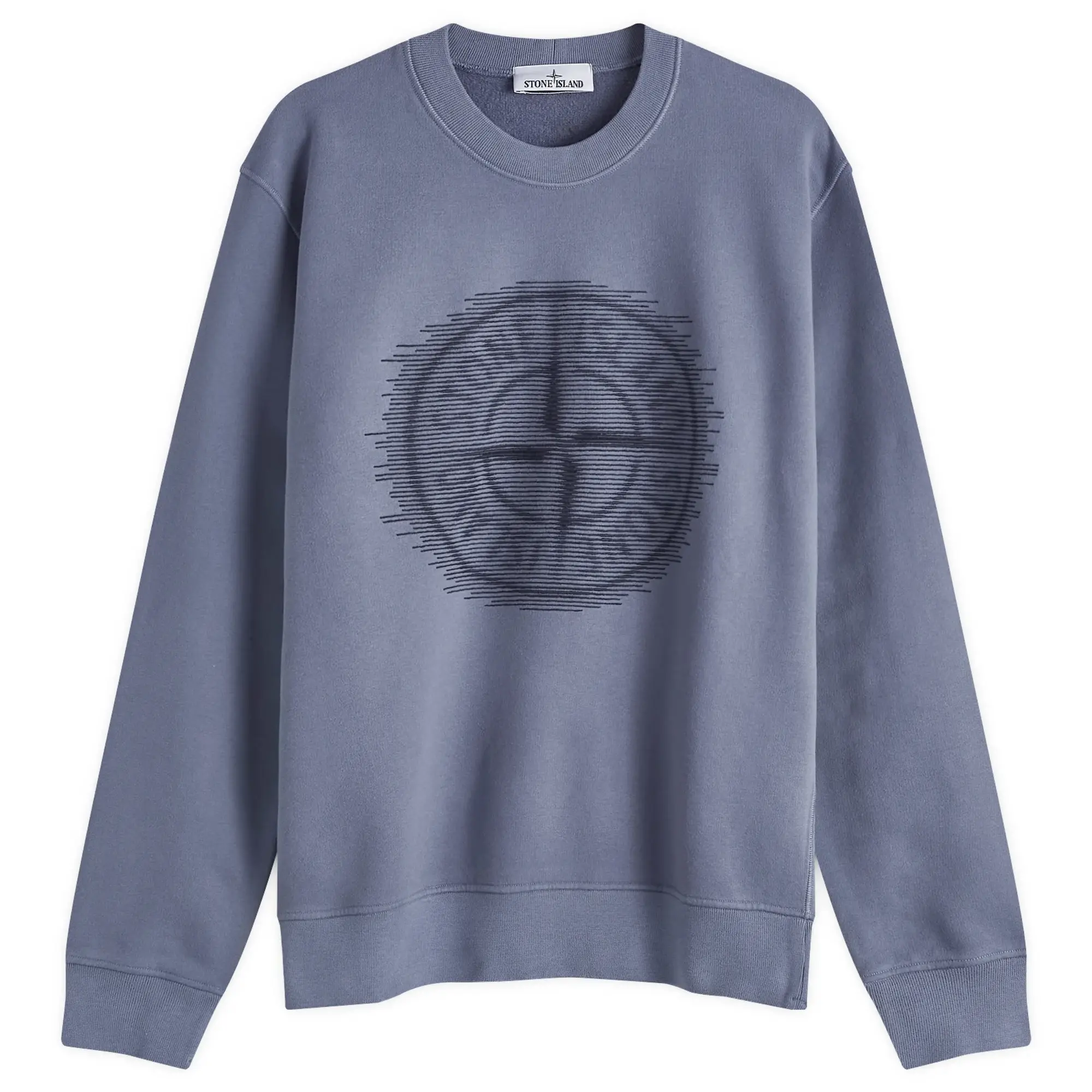 Stone Island Men's Badge Print Crew Neck Sweatshirt Mid Blue