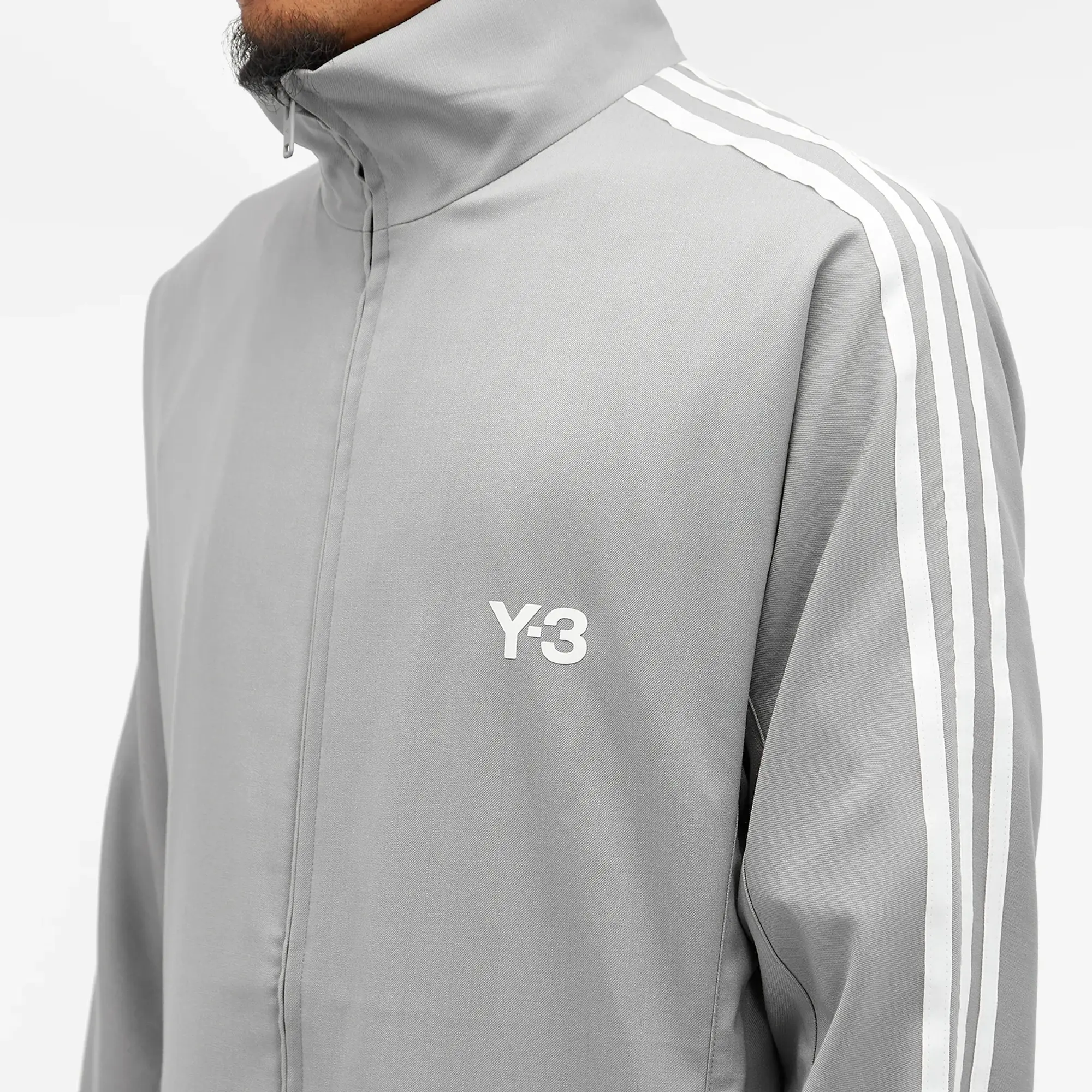 Y-3 Men's Refined Wool 3-Stripe Track Top Grey