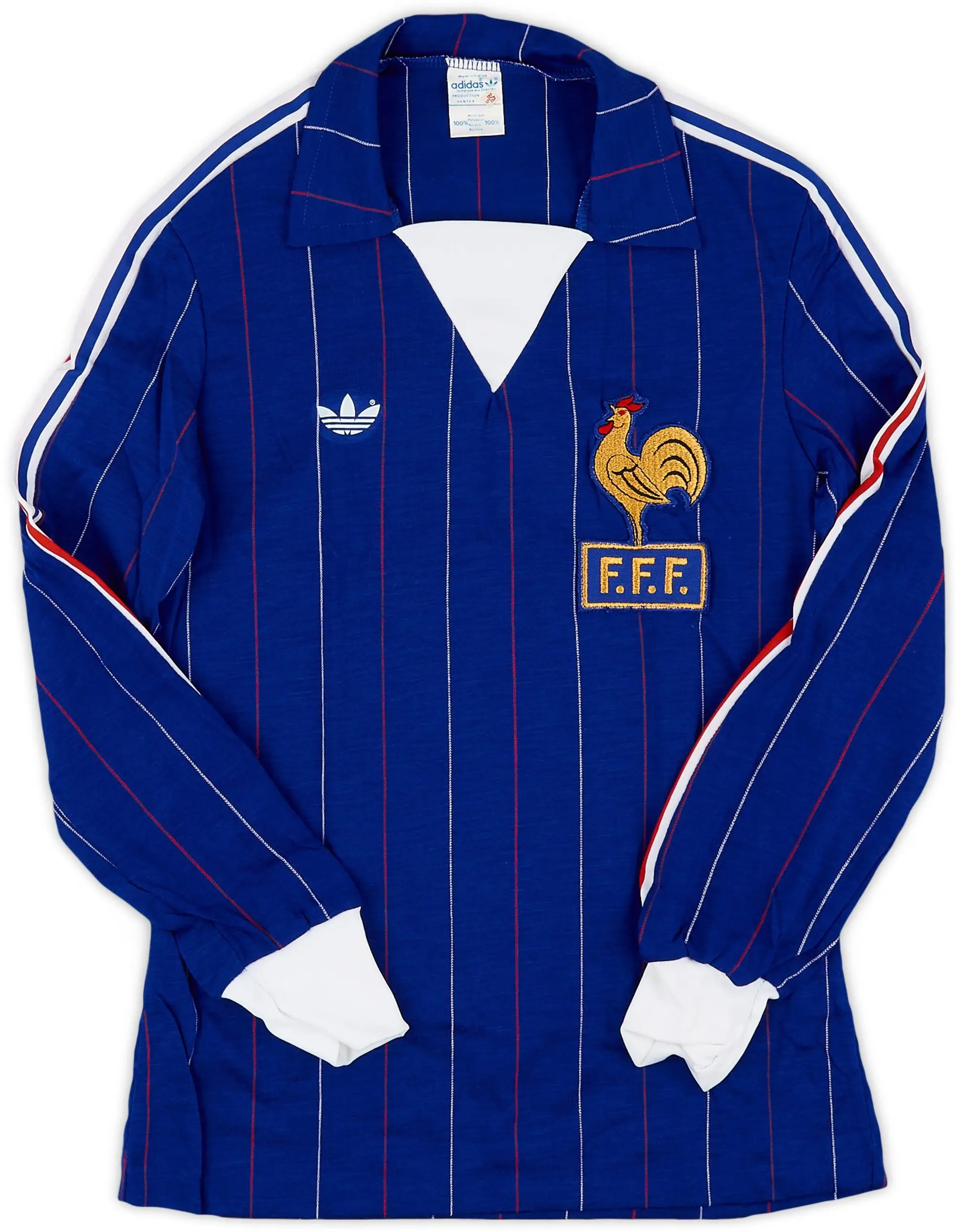 adidas 1980-82 France Home L/S Shirt - 9/10 - (S)