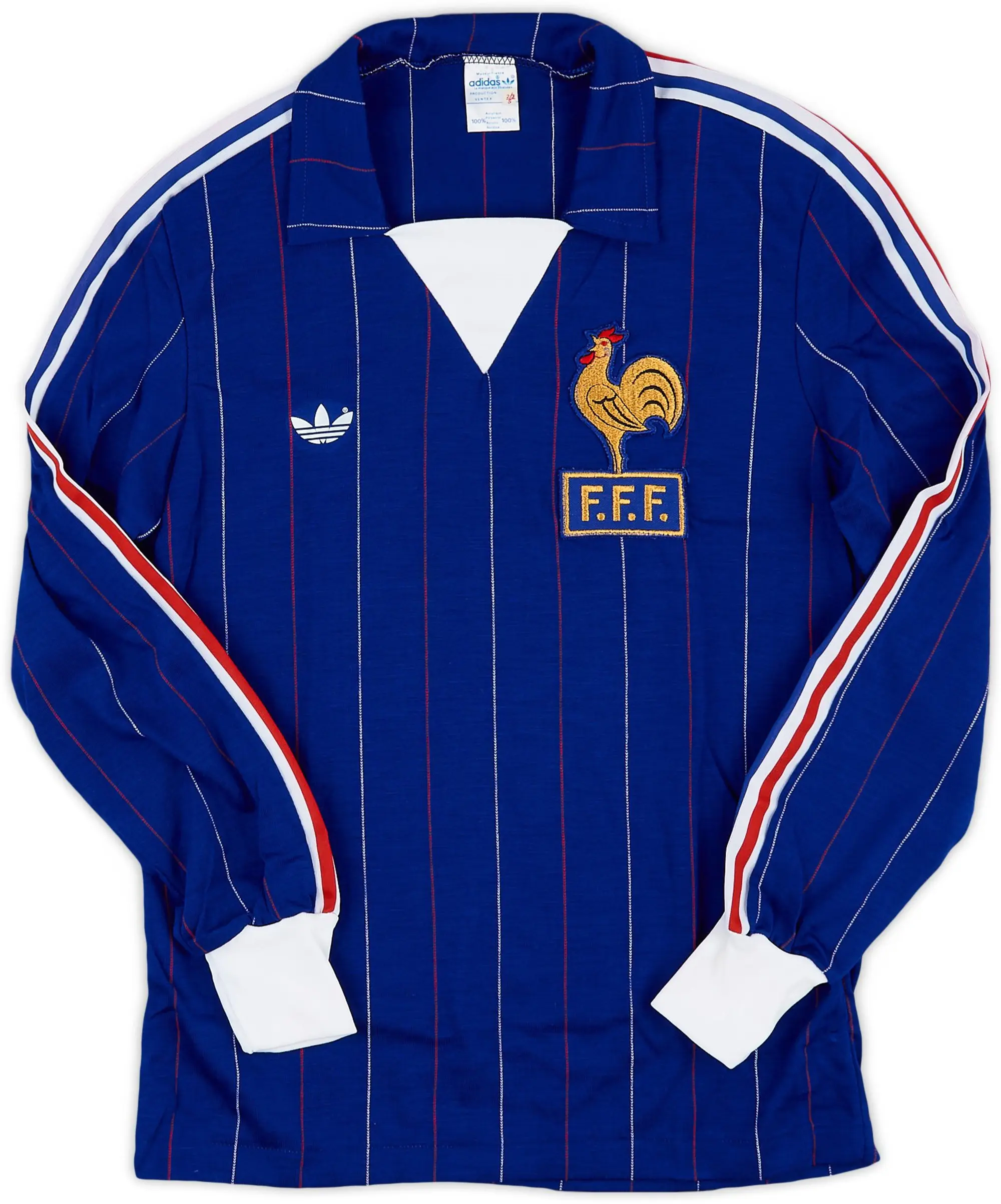 adidas 1980-82 France Home L/S Shirt - 9/10 - (S)