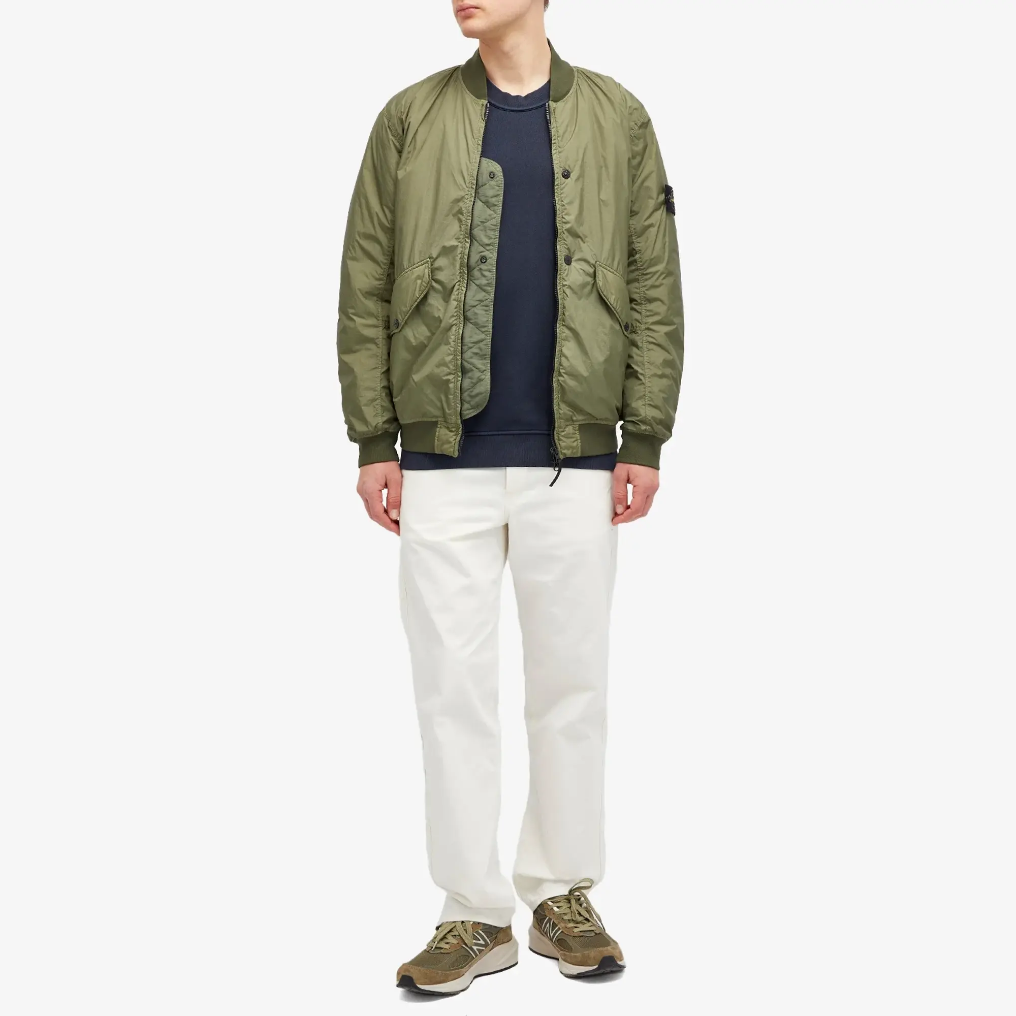 Stone Island Men's Crinkle Reps Primaloft-TC Bomber Jacket Musk