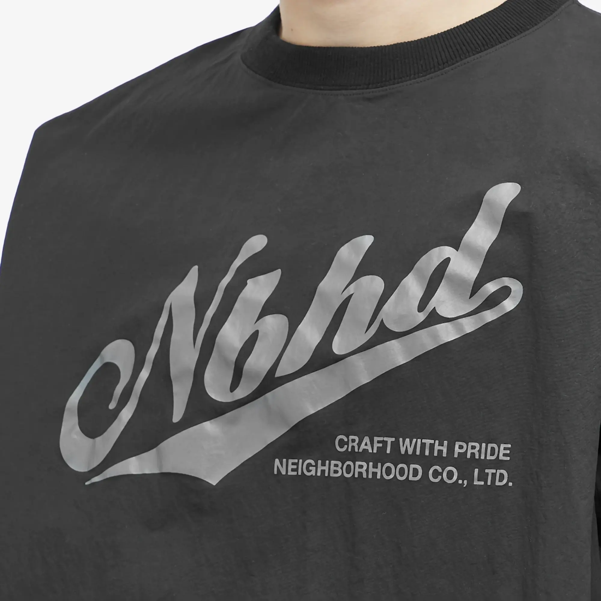 Neighborhood Men's Pullover Track Nylon Sweatshirt Black