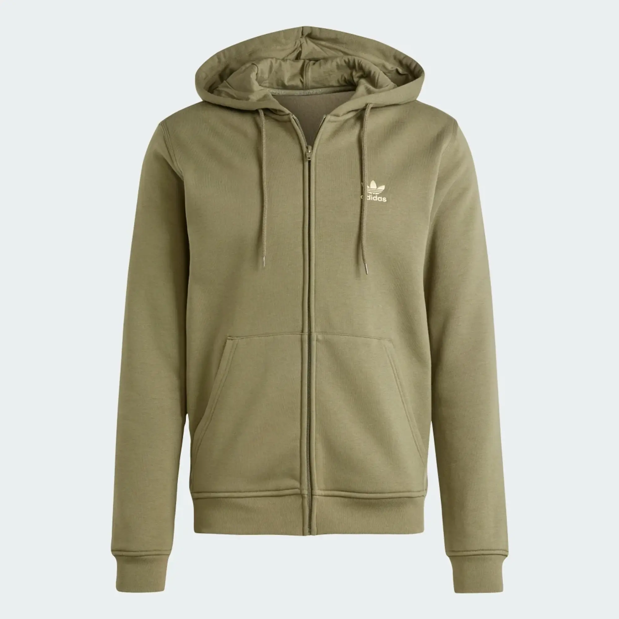 Adidas Originals Trefoil Essentials Full-Zip Hoodie In Green