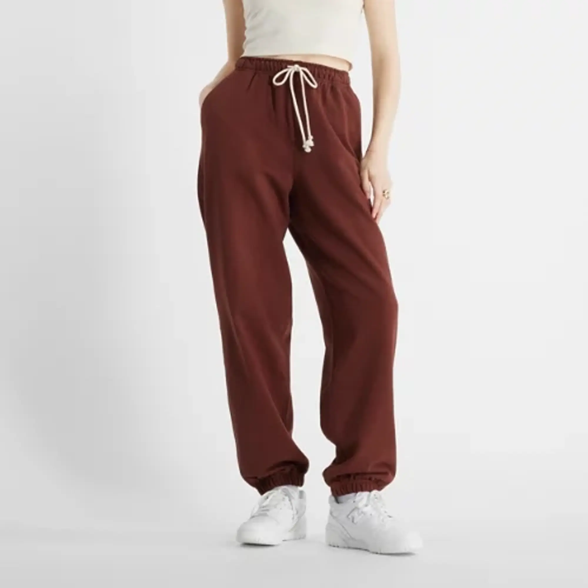 New Balance Women's Athletics French Terry Jogger in Brown Cotton