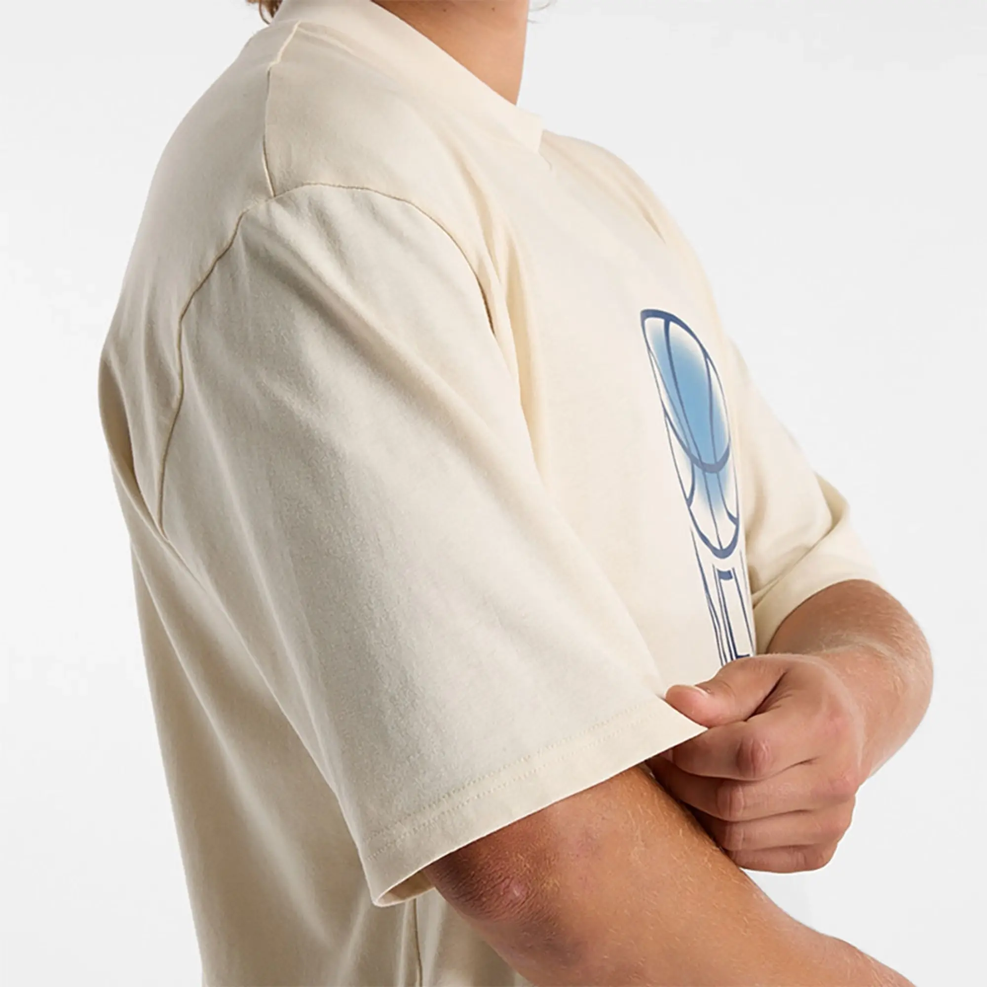 New Balance Men's Hoops Graphic T-Shirt in Beige Cotton