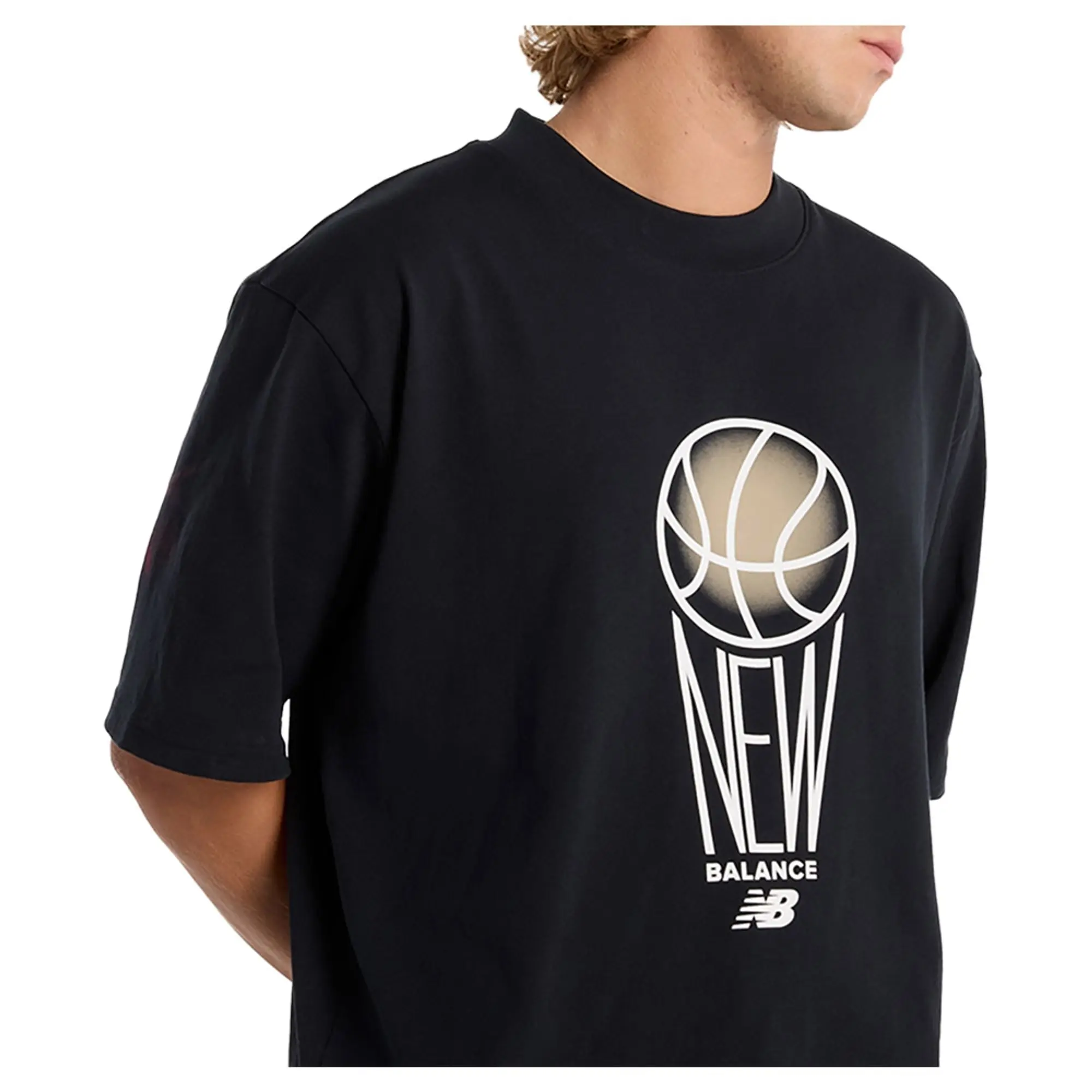 New Balance Men's Hoops Graphic T-Shirt in Black Cotton