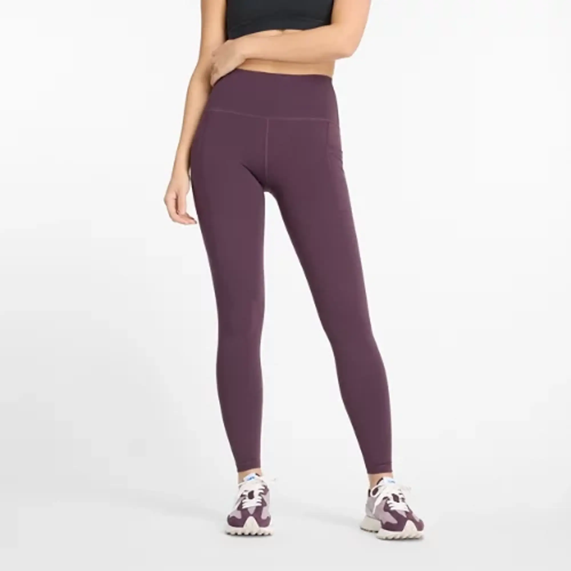 New Balance Women's NB Sleek Pocket High Rise Legging 27 in Brown Poly Knit