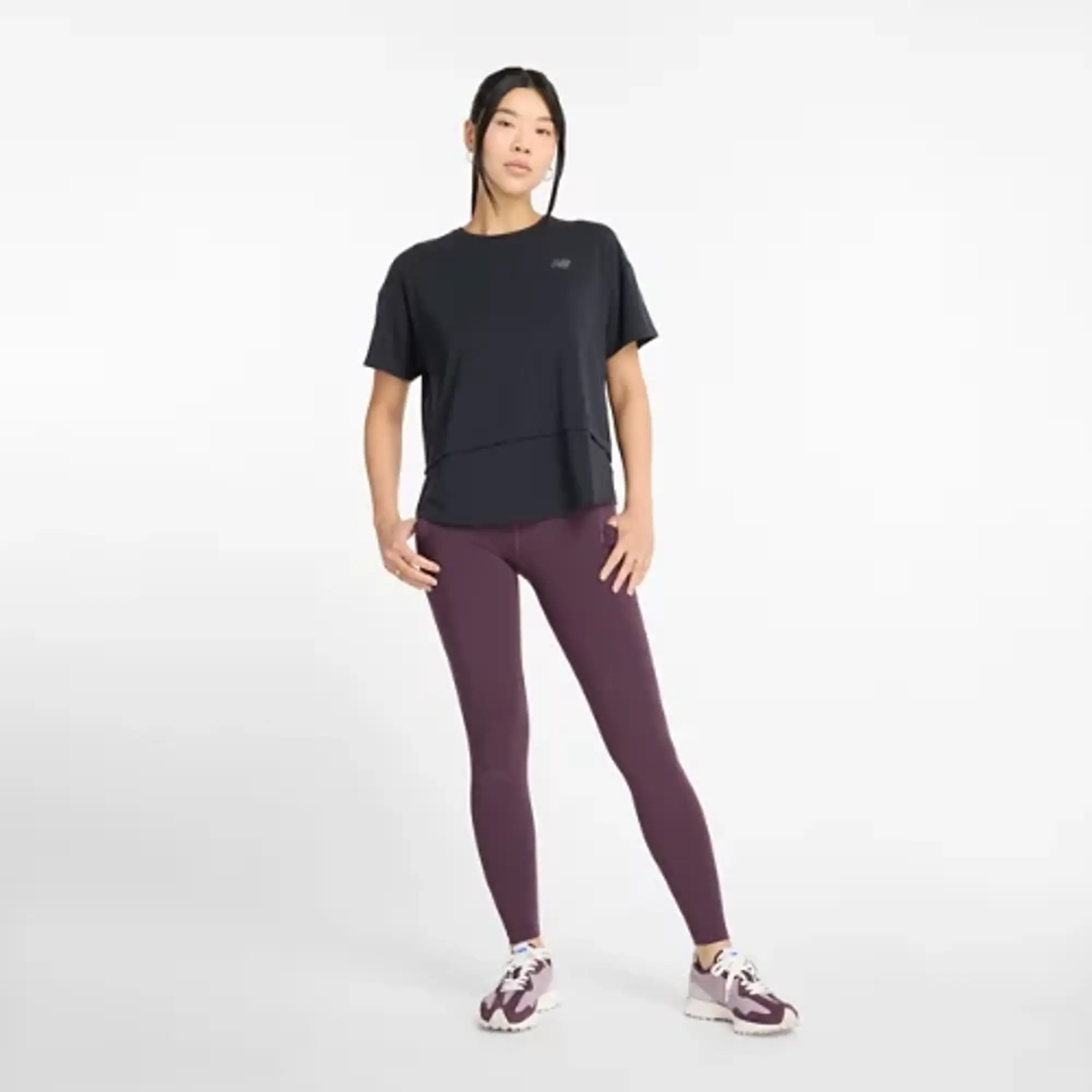 New Balance Women's NB Sleek Pocket High Rise Legging 27 in Brown Poly Knit