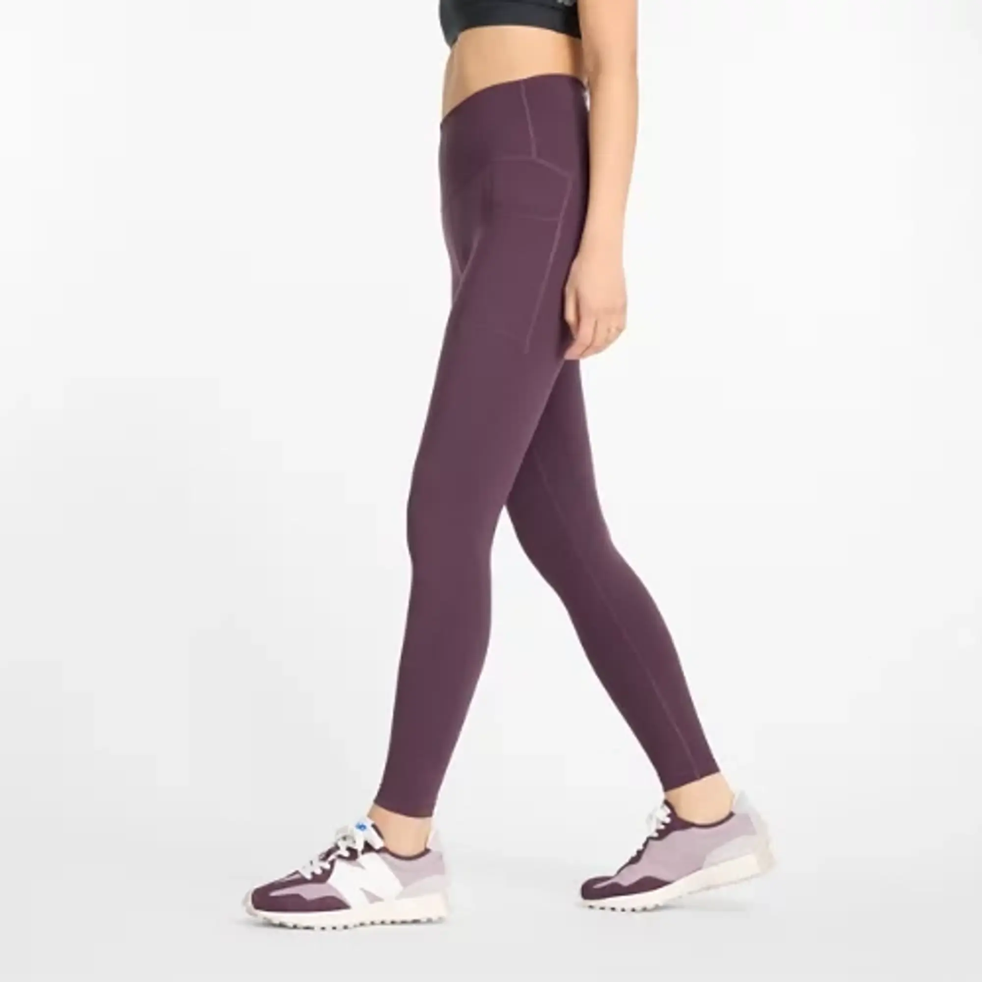 New Balance Women's NB Sleek Pocket High Rise Legging 27 in Brown Poly Knit