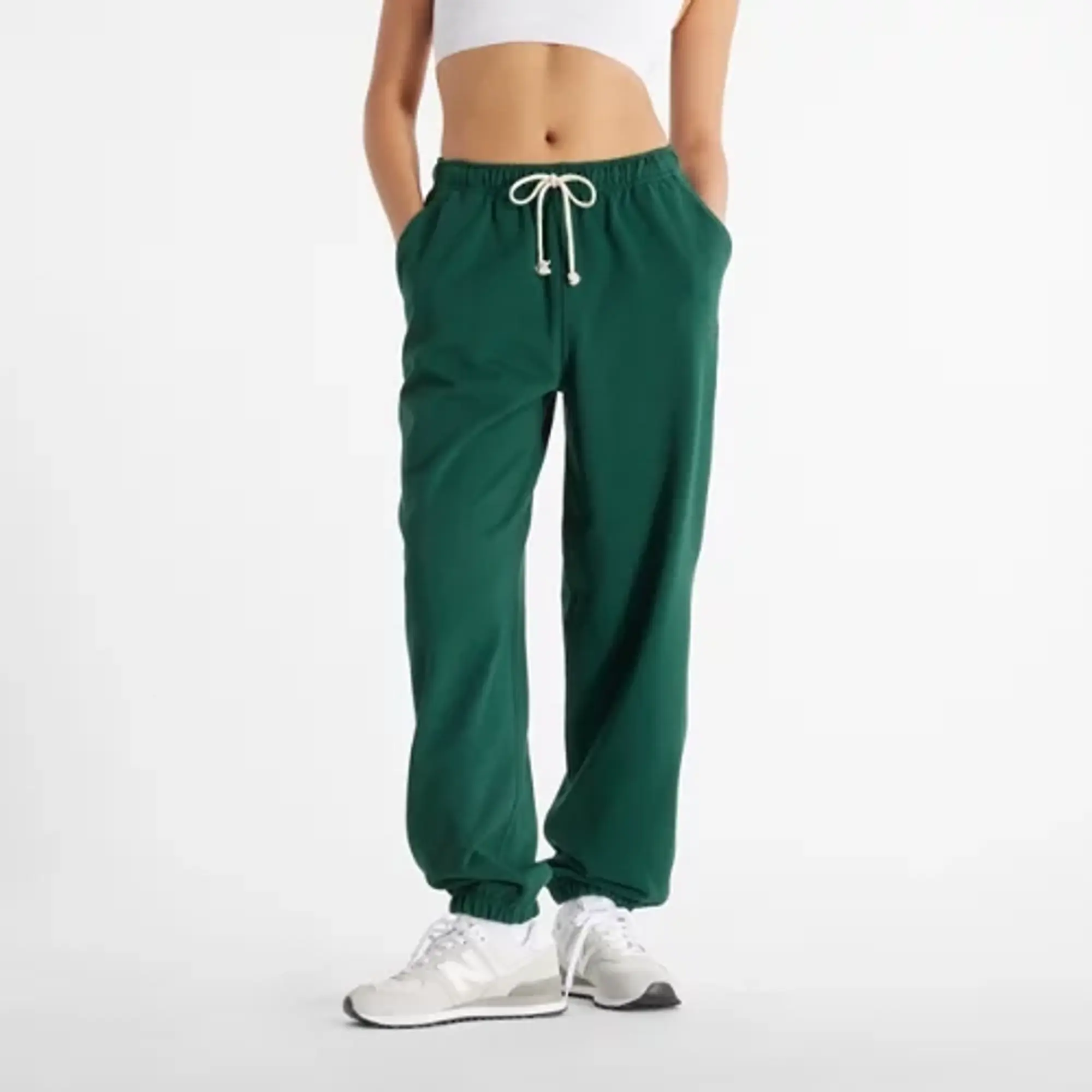 New Balance Women's Athletics French Terry Jogger in Green Cotton
