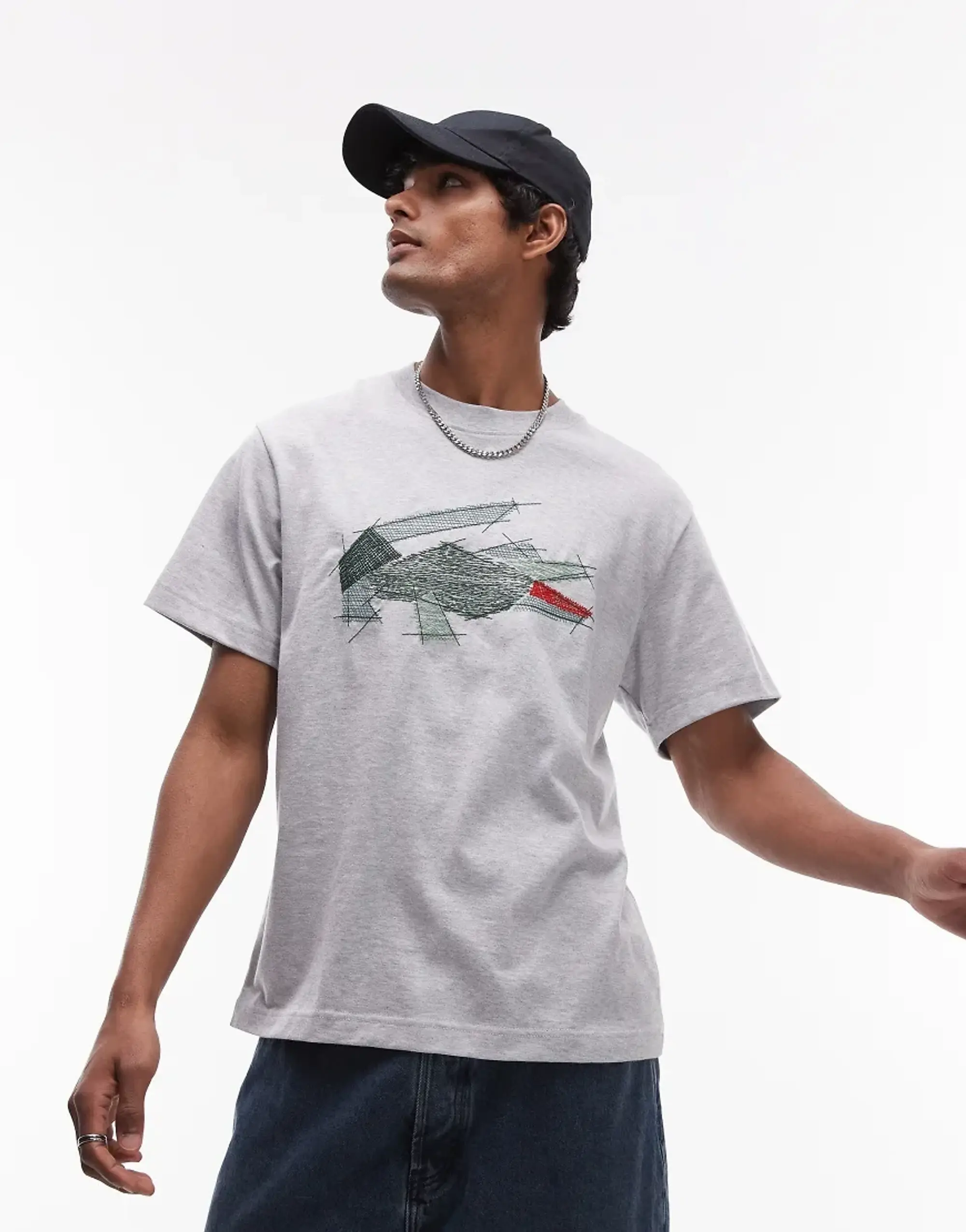 Lacoste Large Logo T-Shirt In Grey