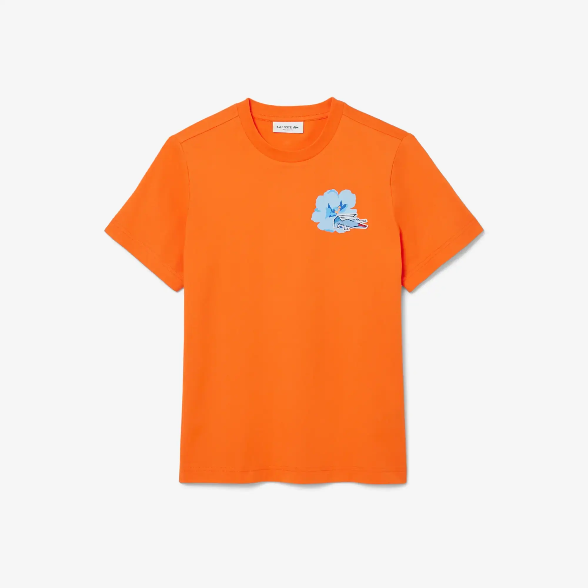 Lacoste Floral Print Cotton T-shirt - Orange