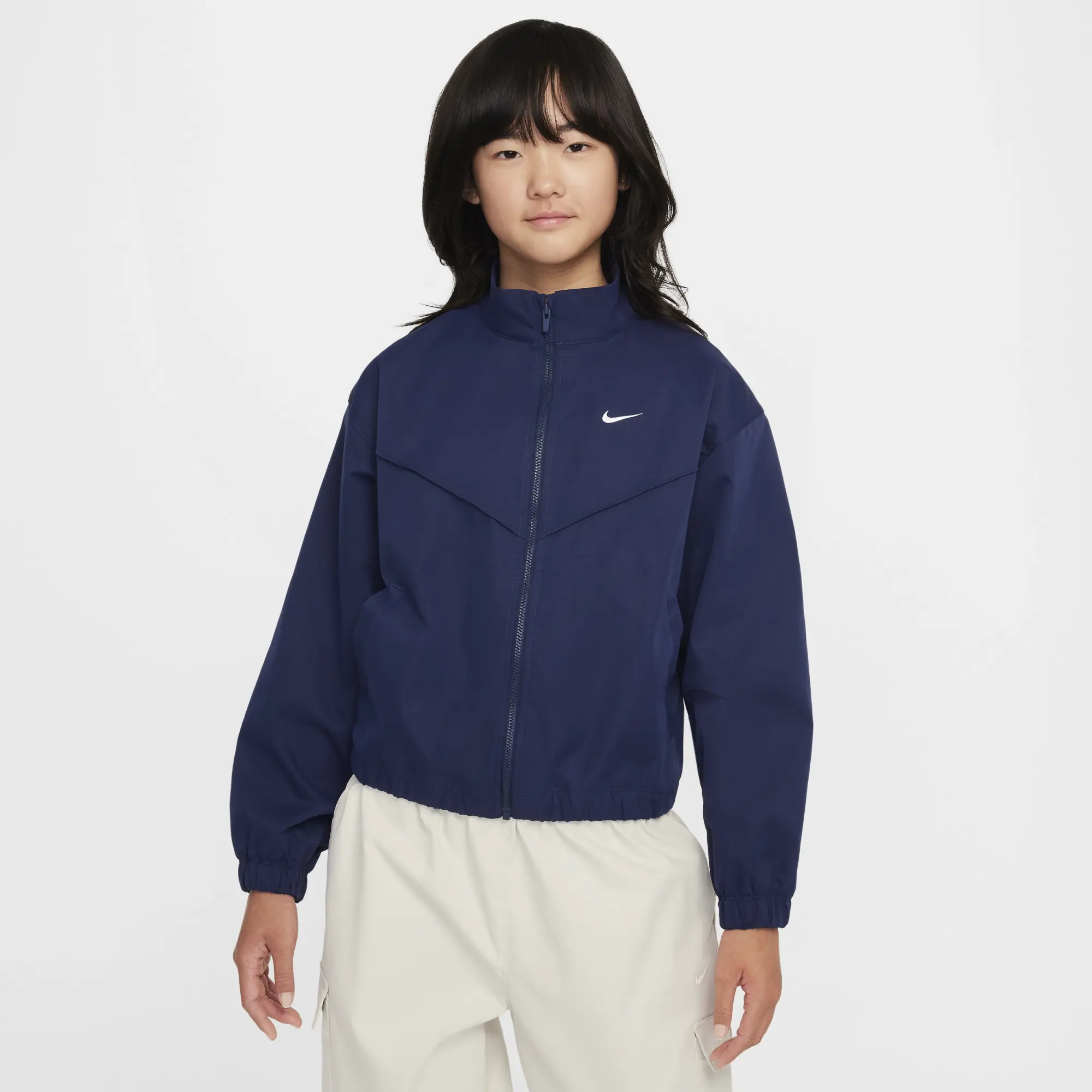 Nike Sportswear Girls' Oversized Lightweight Jacket - Blue - Polyester
