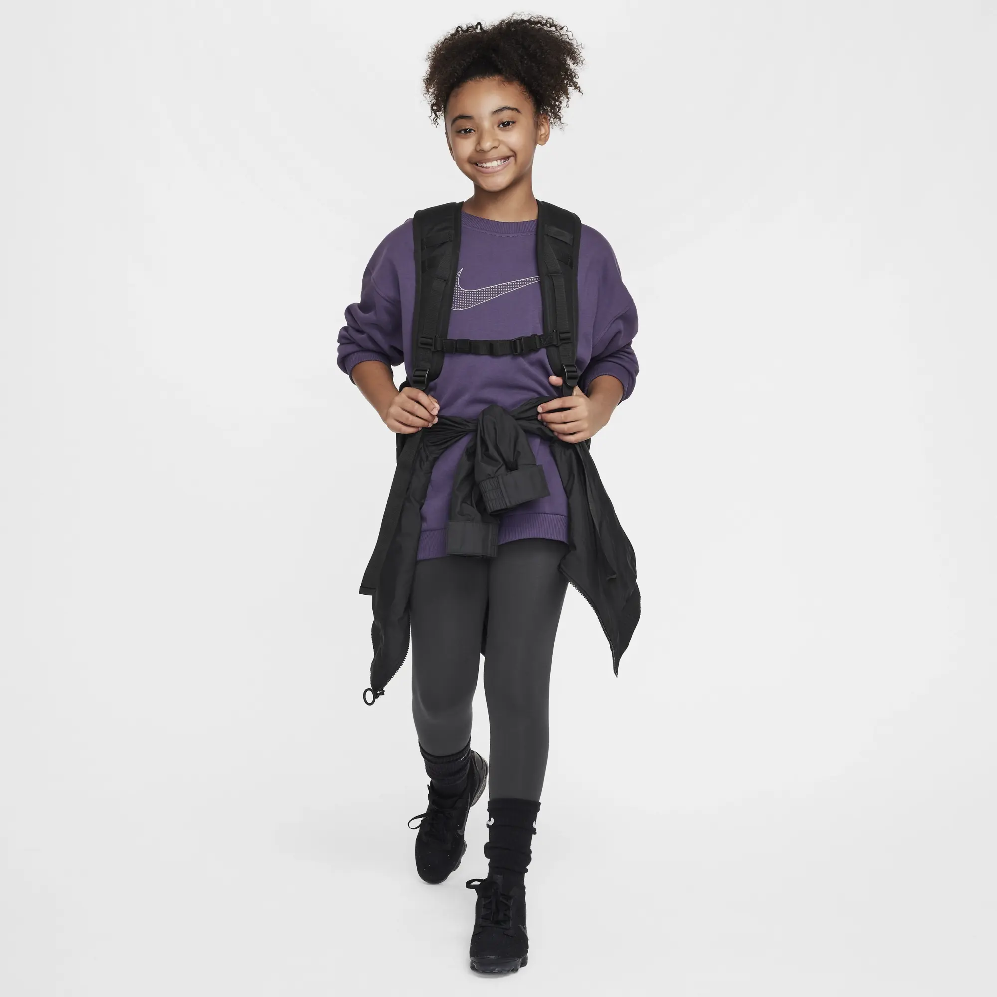 Nike Girls Shine Club Fleece Oversized Crew Sweatshirt -  - Size L/G -