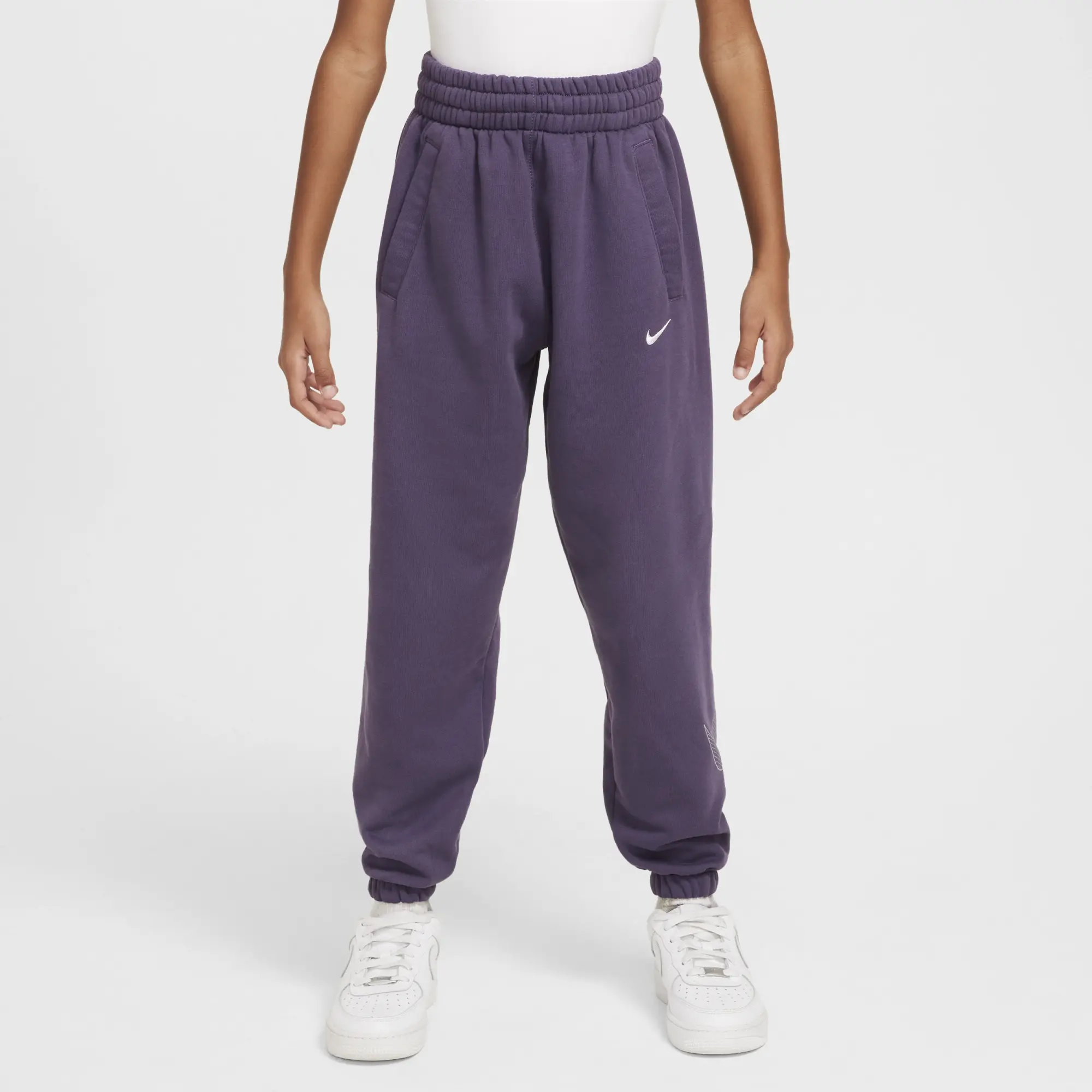 Nike Girls Shine Club Fleece Loose Pant - Purple - Size XL/G - Purple