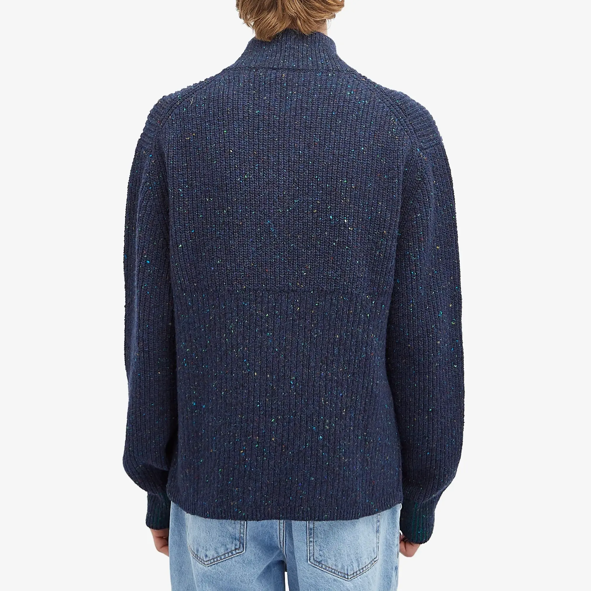 Paul Smith Men's Ribbed Quarter Zip Sweater Blue