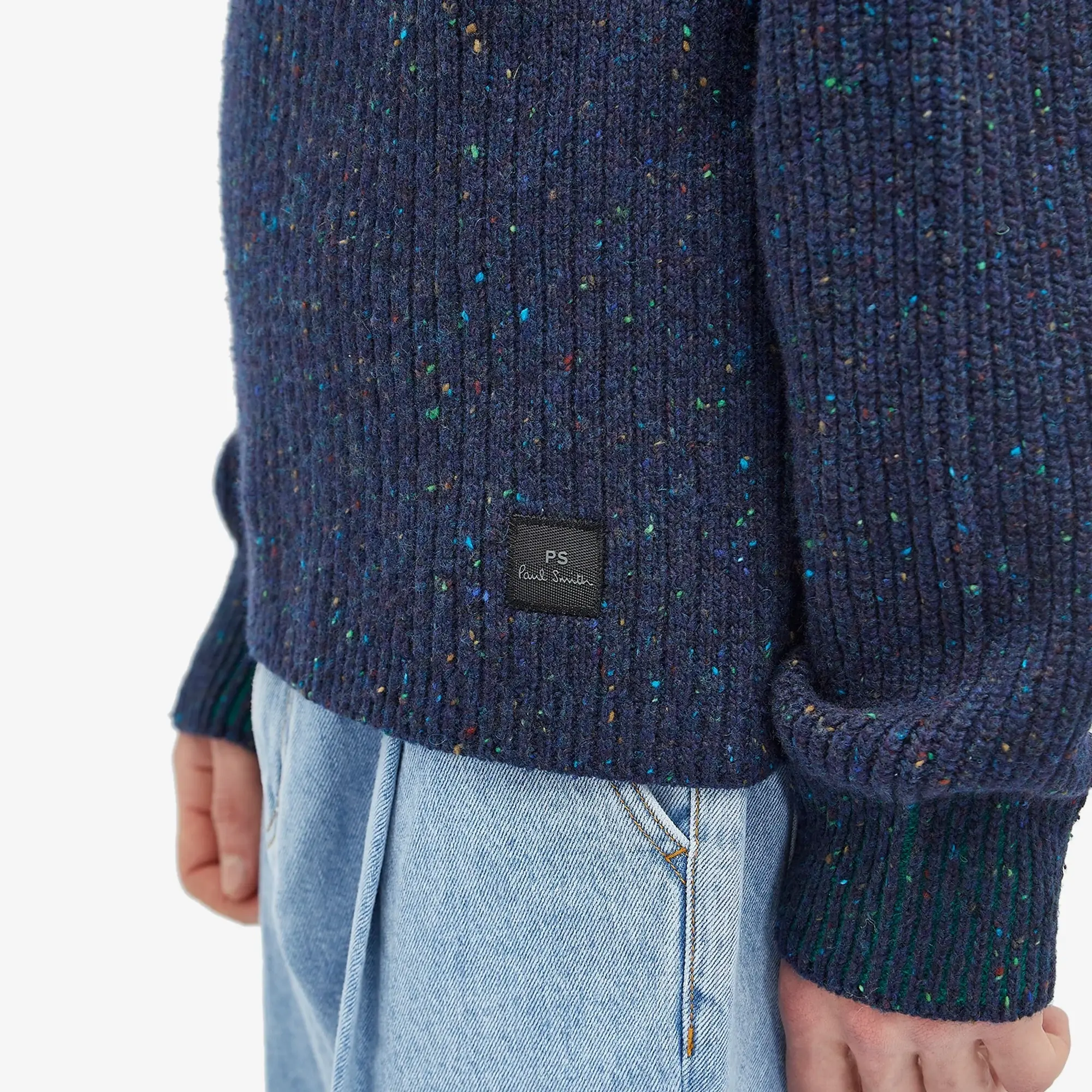 Paul Smith Men's Ribbed Quarter Zip Sweater Blue