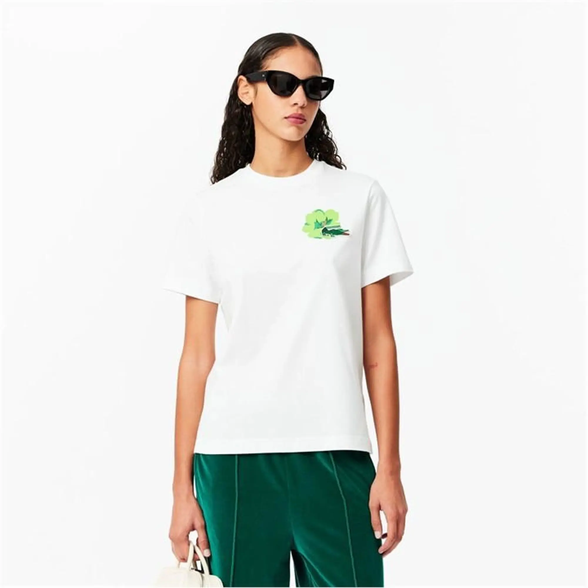 Lacoste Floral Print Cotton T-shirt - White