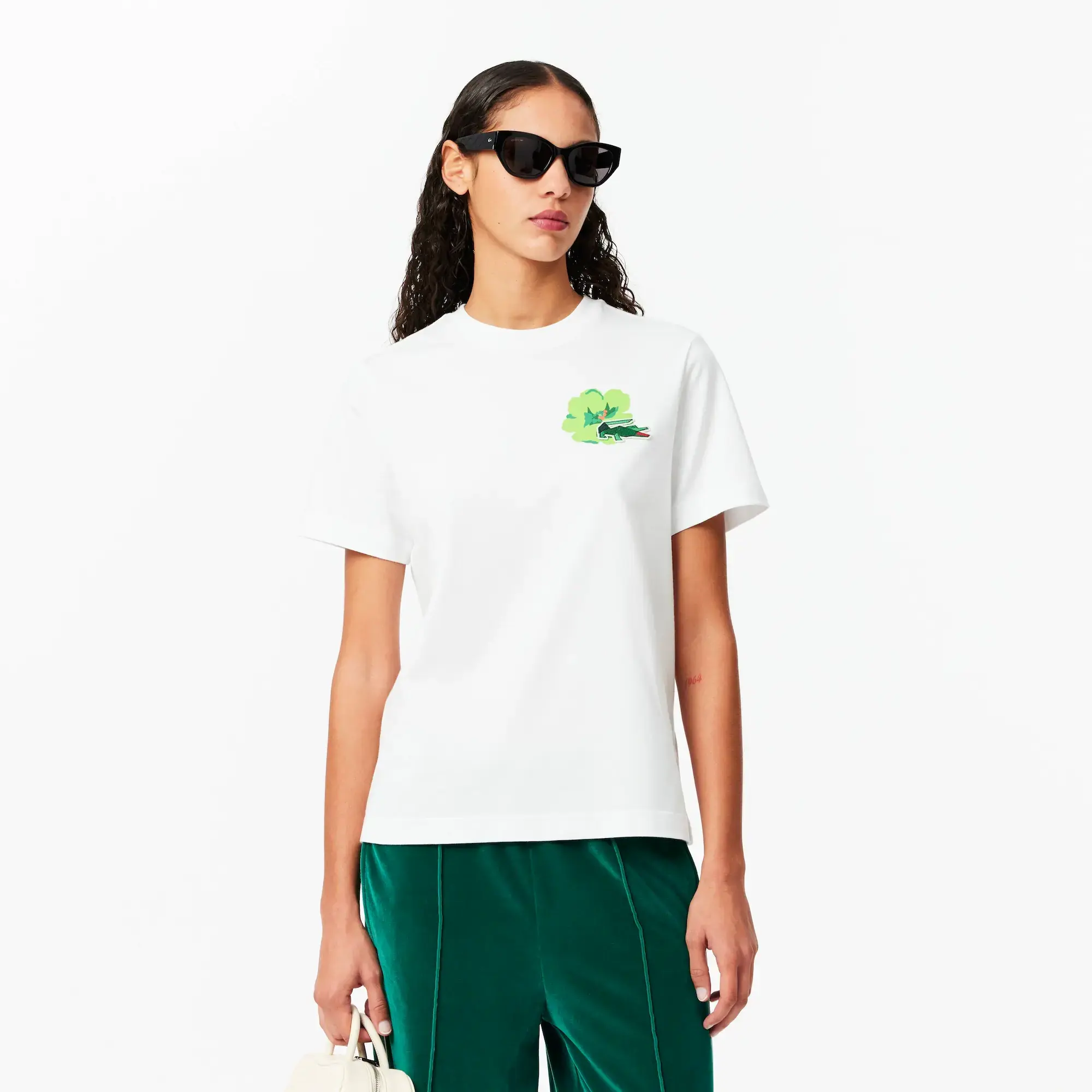 Lacoste Floral Print Cotton T-shirt - White