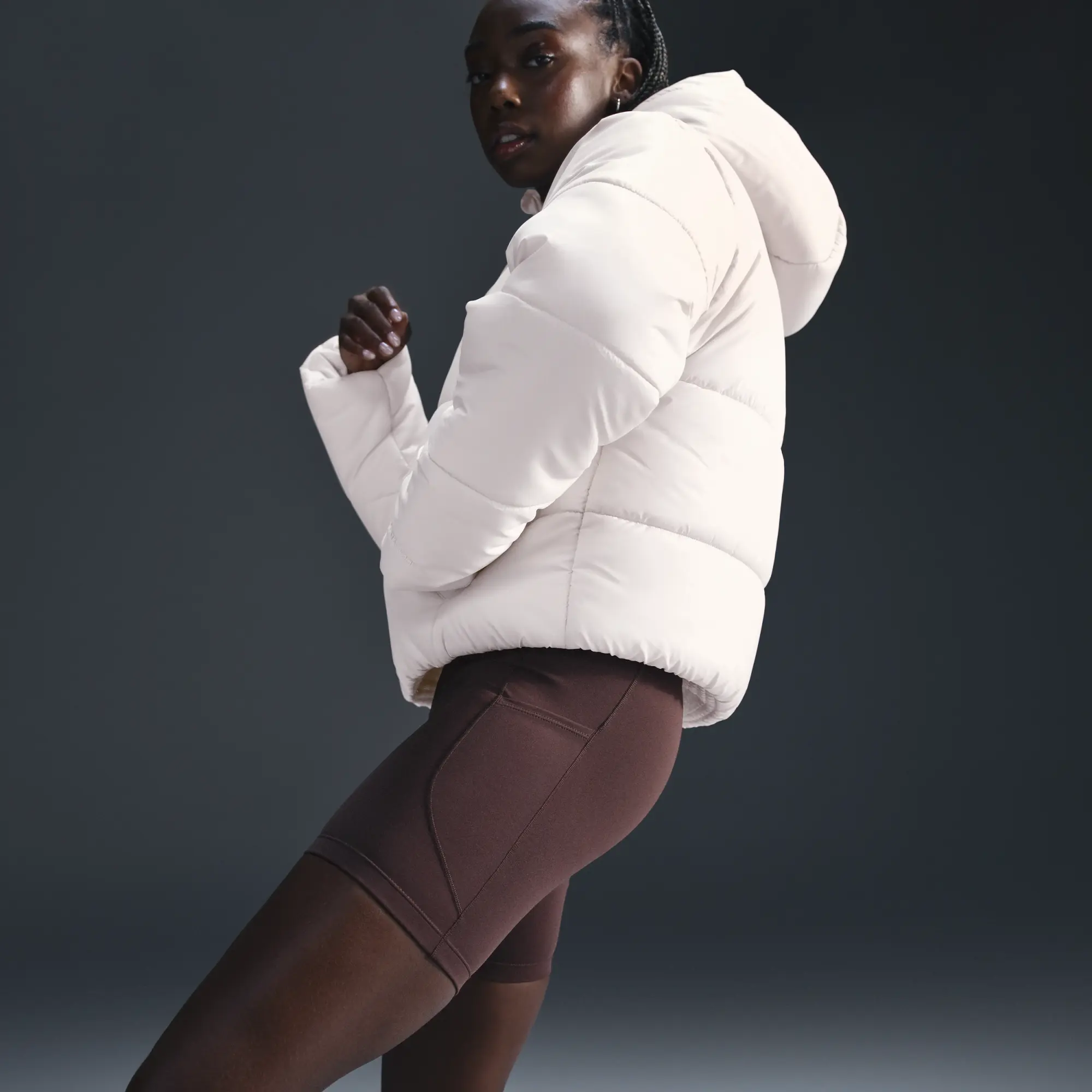 Nike Sportswear Classic Puffer Women's Therma-FIT Loose Hooded Jacket - Brown - Polyester