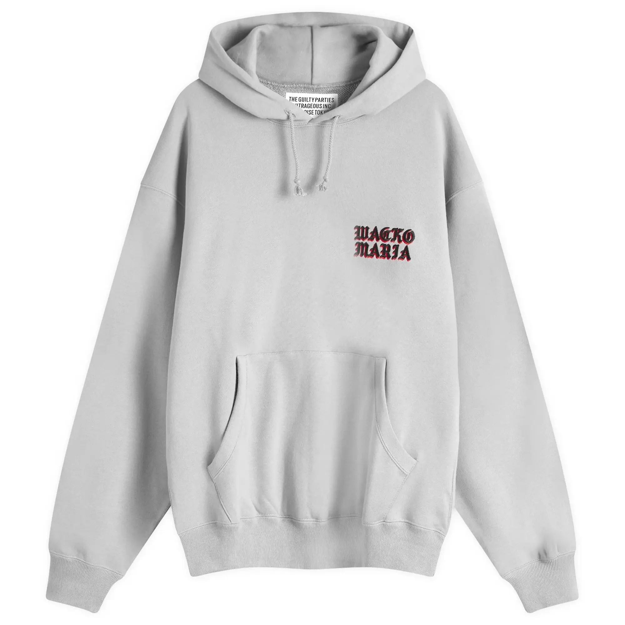 Wacko Maria Men's Embroidered Gothic Logo Hoodie Grey