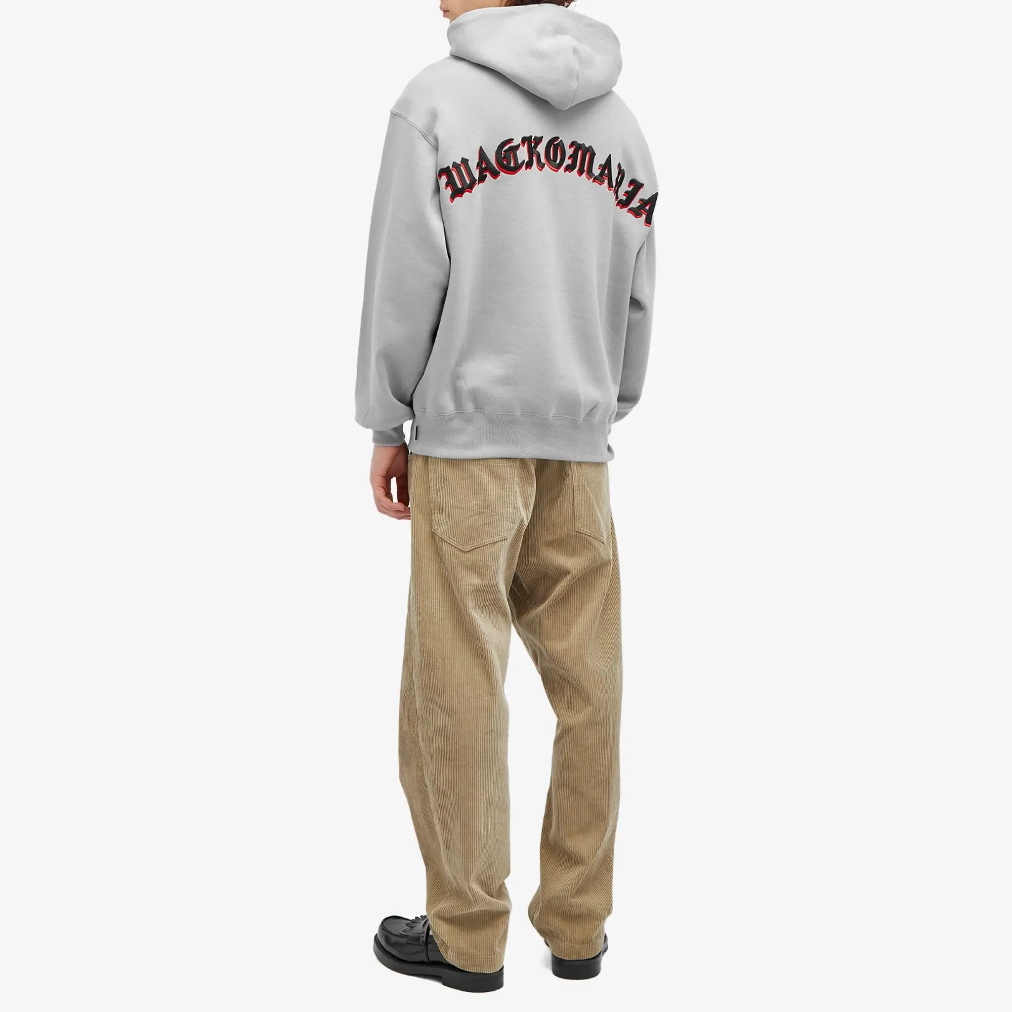 Wacko Maria Men's Embroidered Gothic Logo Hoodie Grey