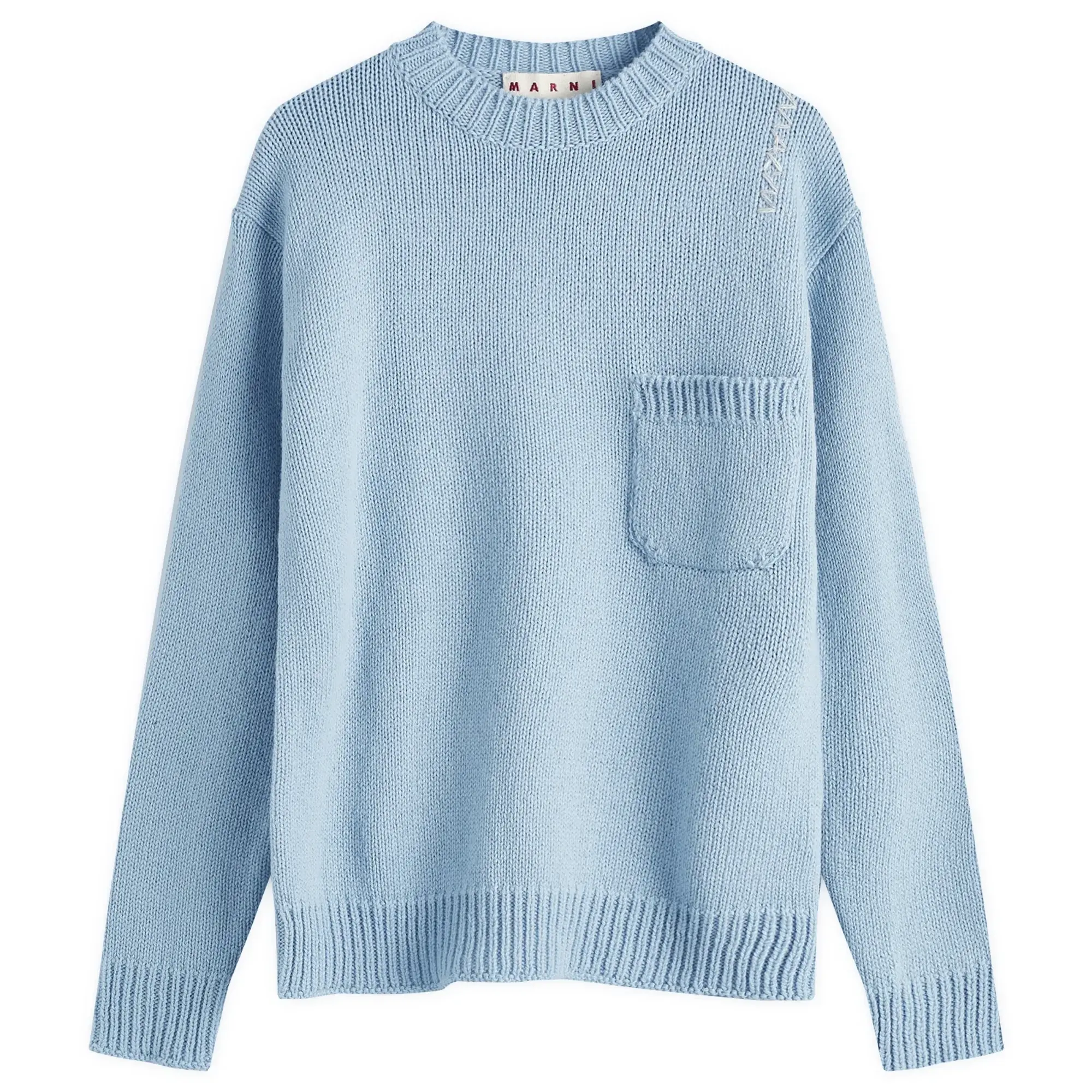 Marni Men's Shetland Wool Knit Jumper Leaden Blue