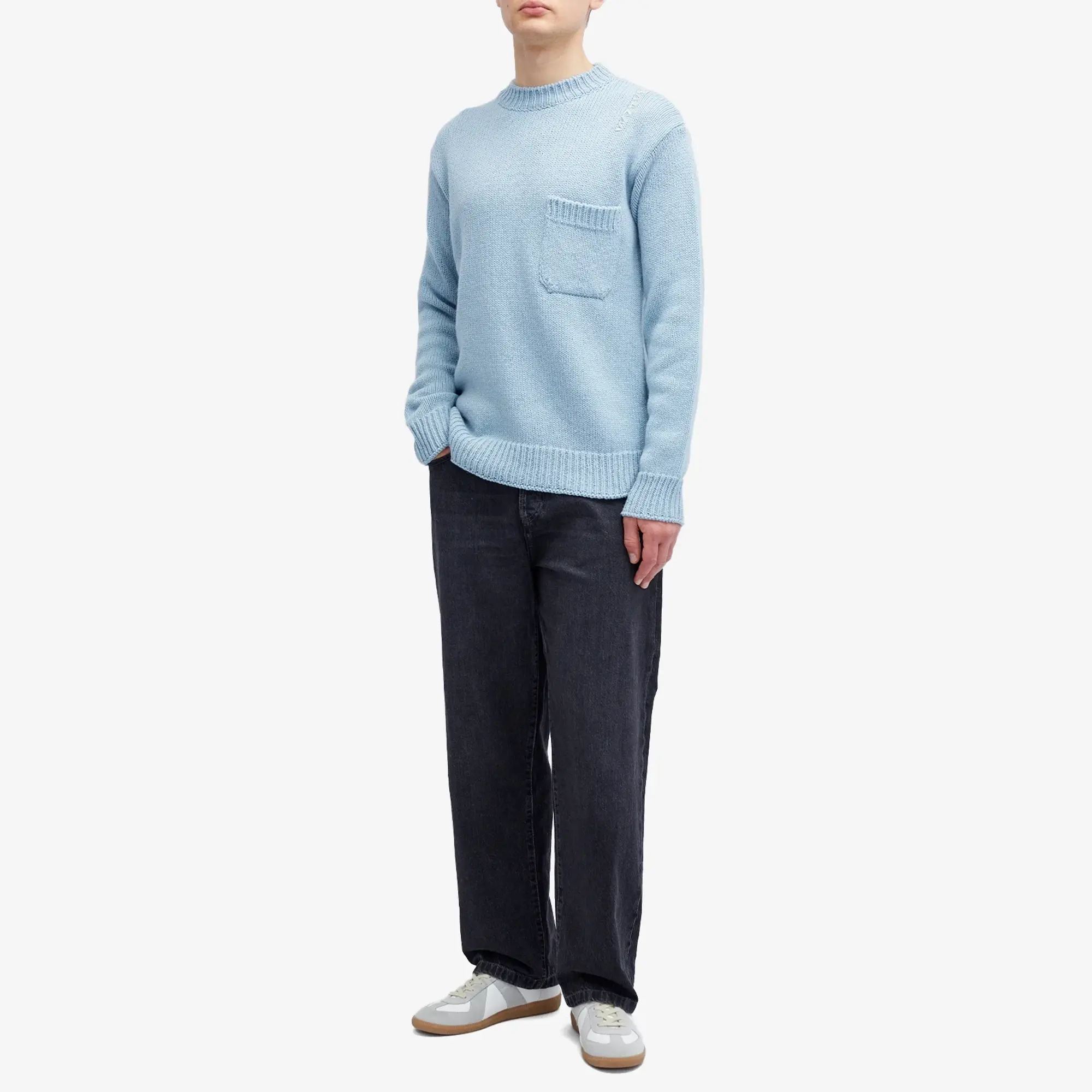 Marni Men's Shetland Wool Knit Jumper Leaden Blue