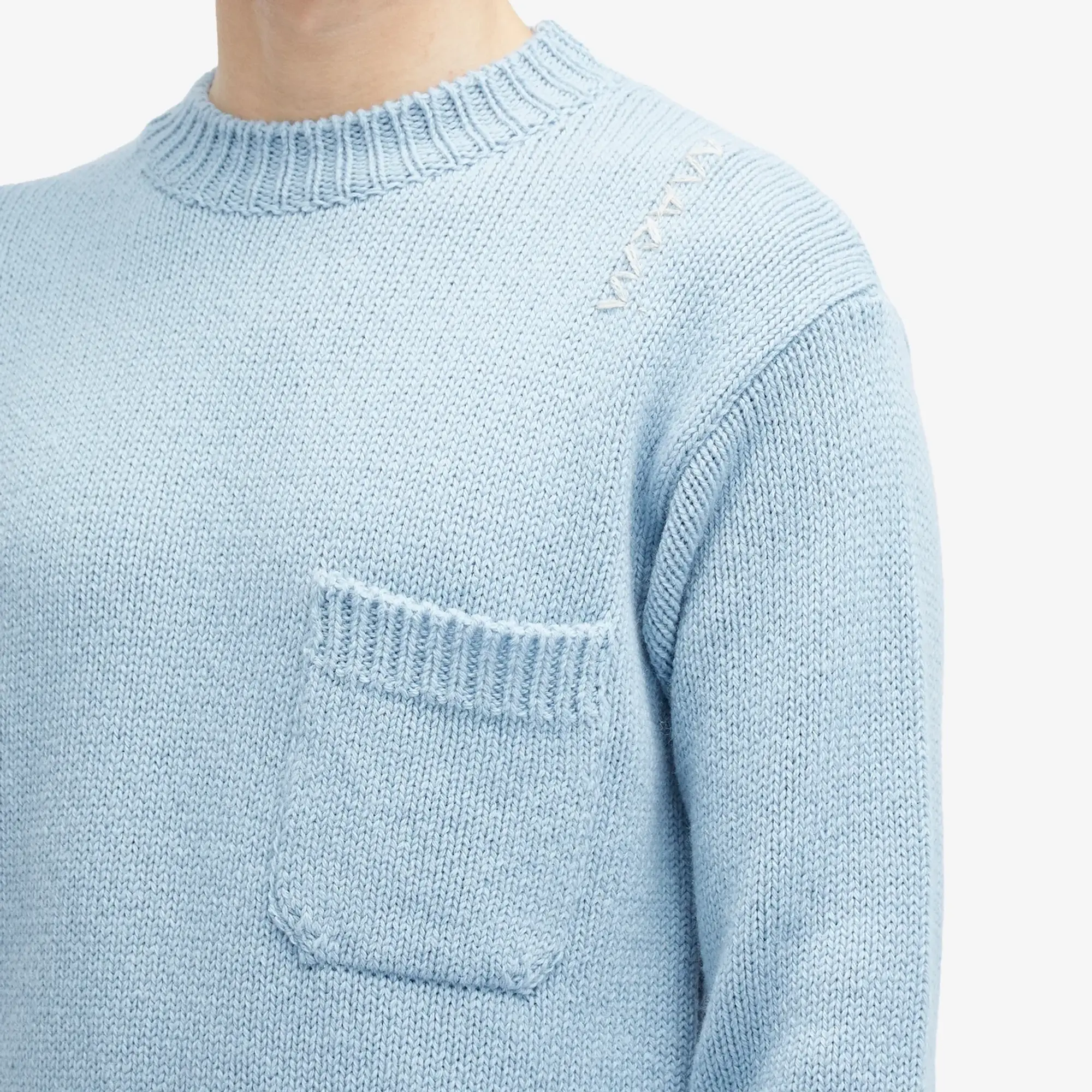 Marni Men's Shetland Wool Knit Jumper Leaden Blue