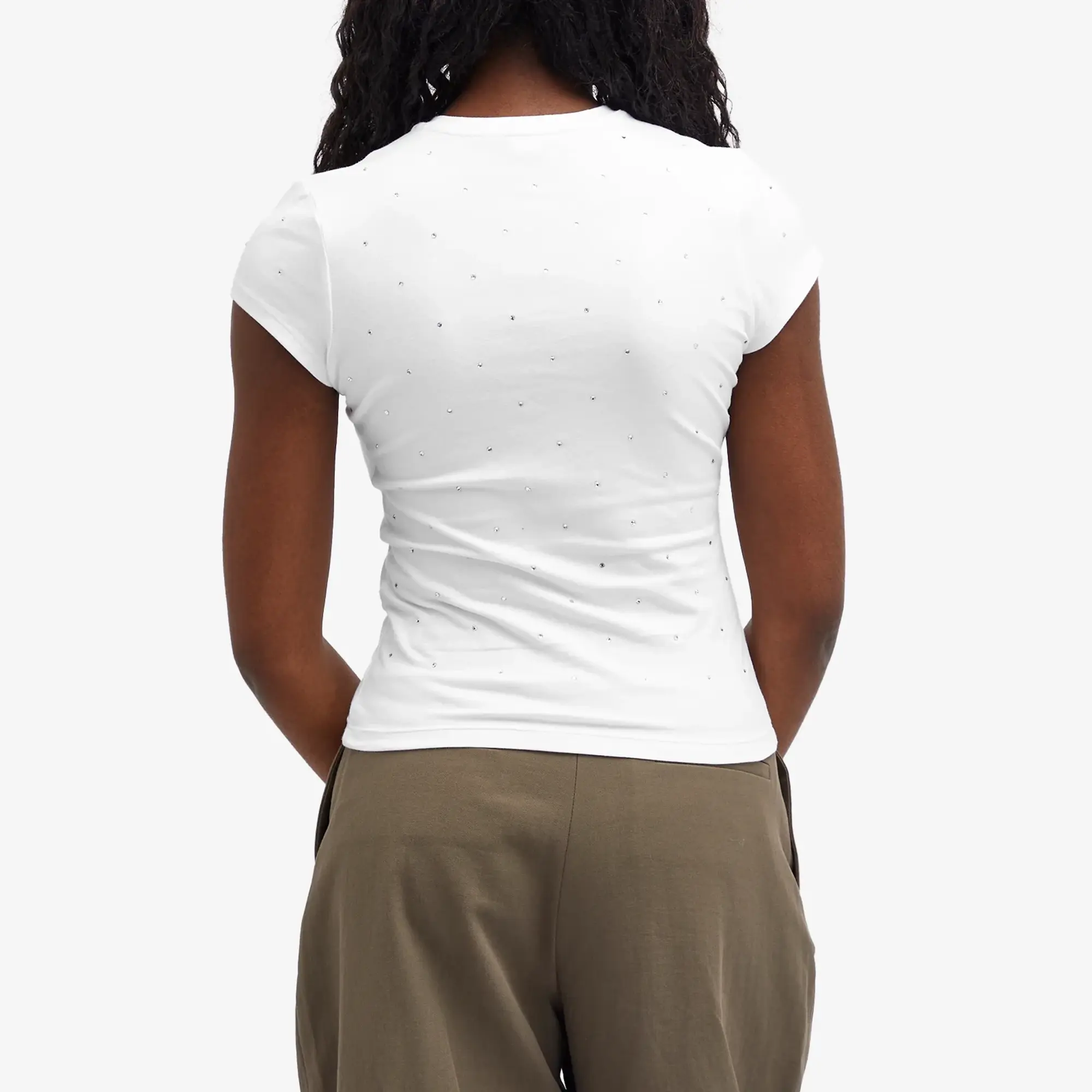 Good American Women's Crystal Baby Tee White
