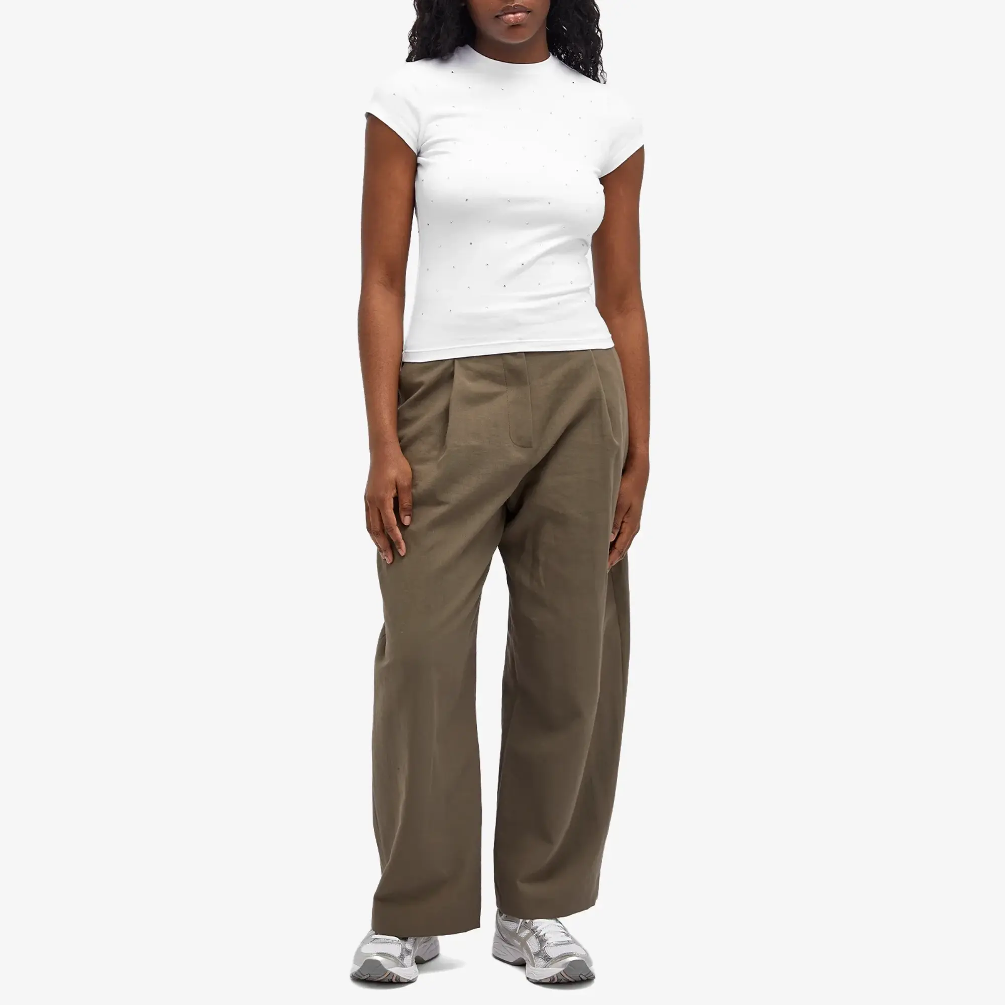 Good American Women's Crystal Baby Tee White