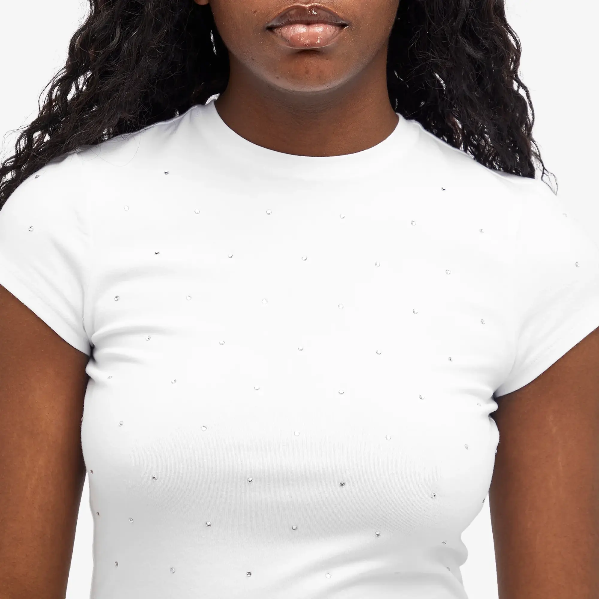 Good American Women's Crystal Baby Tee White
