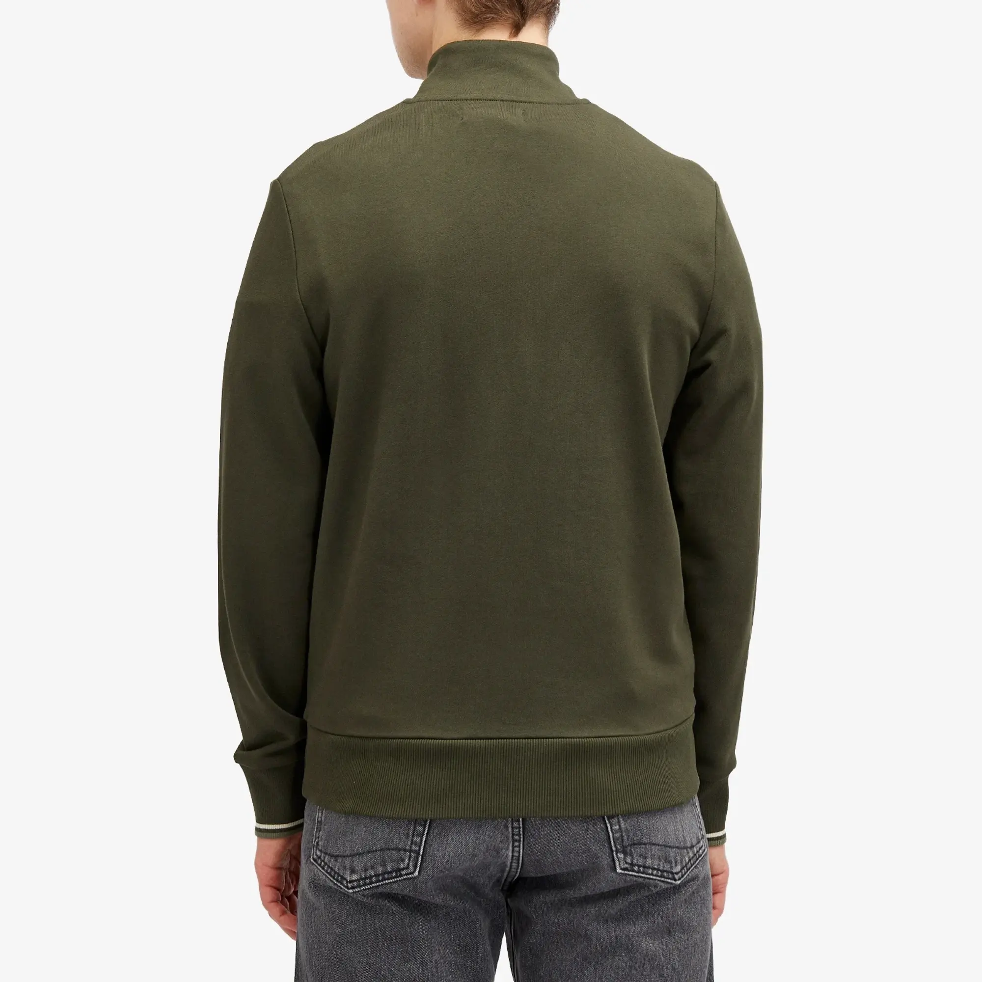 Fred Perry Men's Half Zip Sweatshirt Hunting Green/Light Oyster