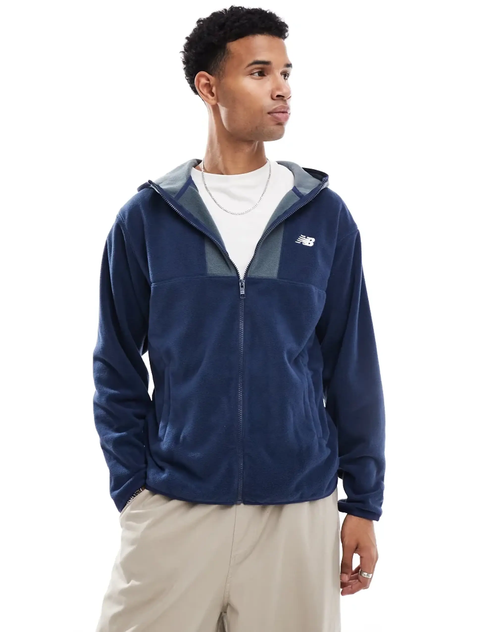 New Balance Polar Fleece Hooded Jacket In Blue