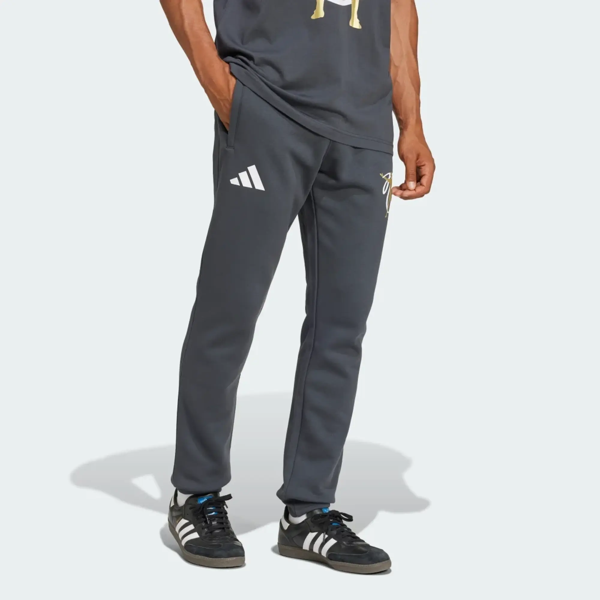 Jude Bellingham Tracksuit Bottoms (Grey) 2024-2025 Men's Polyester Real Madrid Made By: Adidas