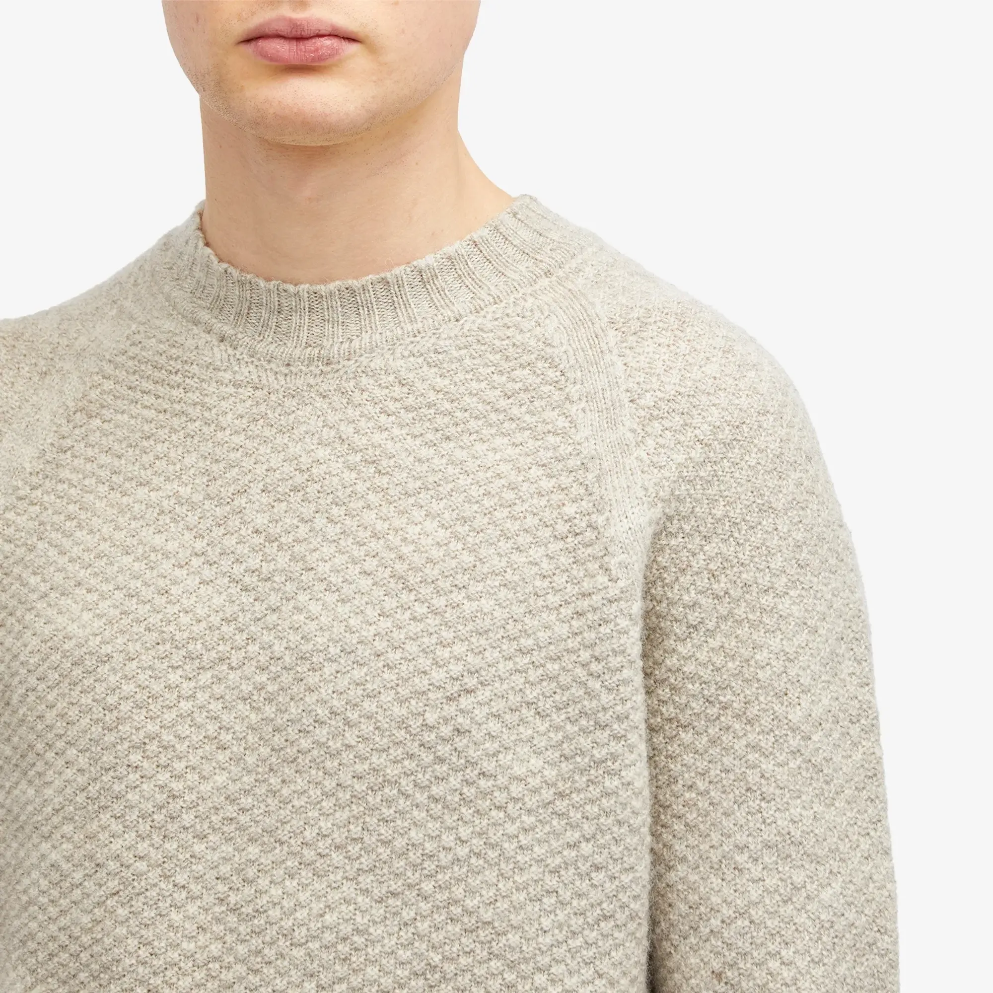 John Smedley Men's Couper British Wool Crew Neck Jumper Natural