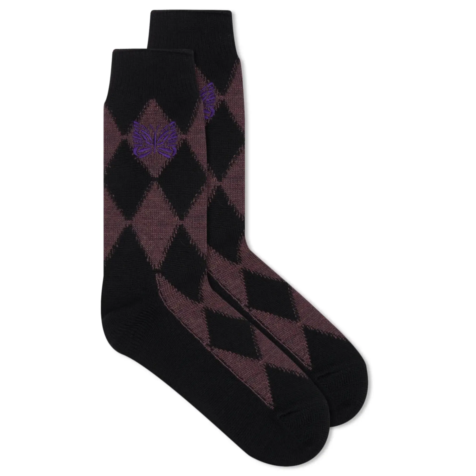Needles Women's Argyle Merino Socks Plum