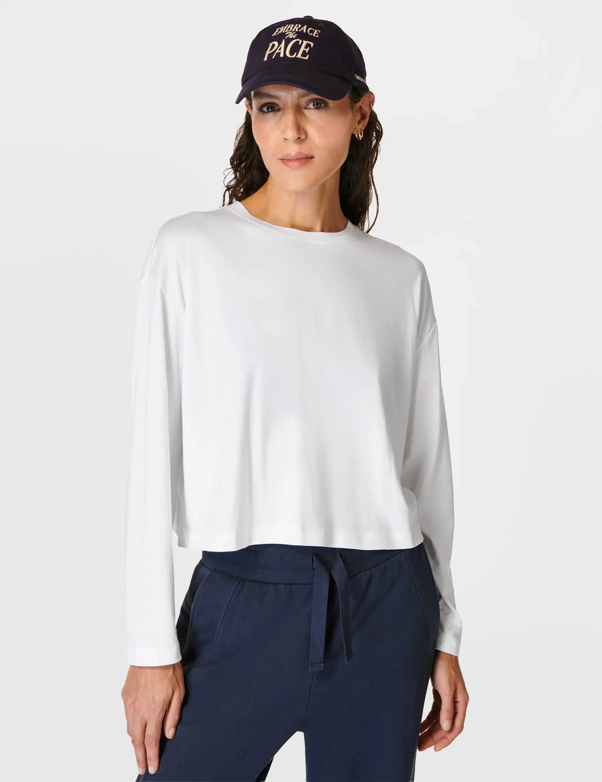 Nike Sweaty Betty Women's Essential Crop Long Sleeve T-Shirt - White -  Size: XL