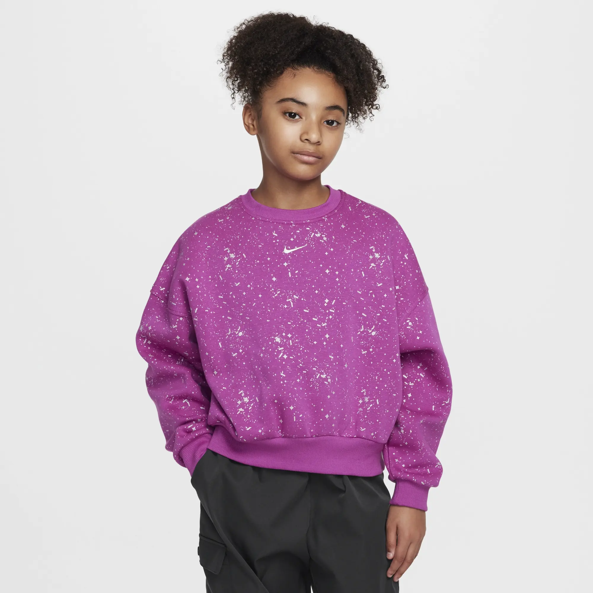 Nike Sportswear Club Fleece Older Kids' (Girls') Crew-Neck Sweatshirt - Purple - Cotton/Polyester