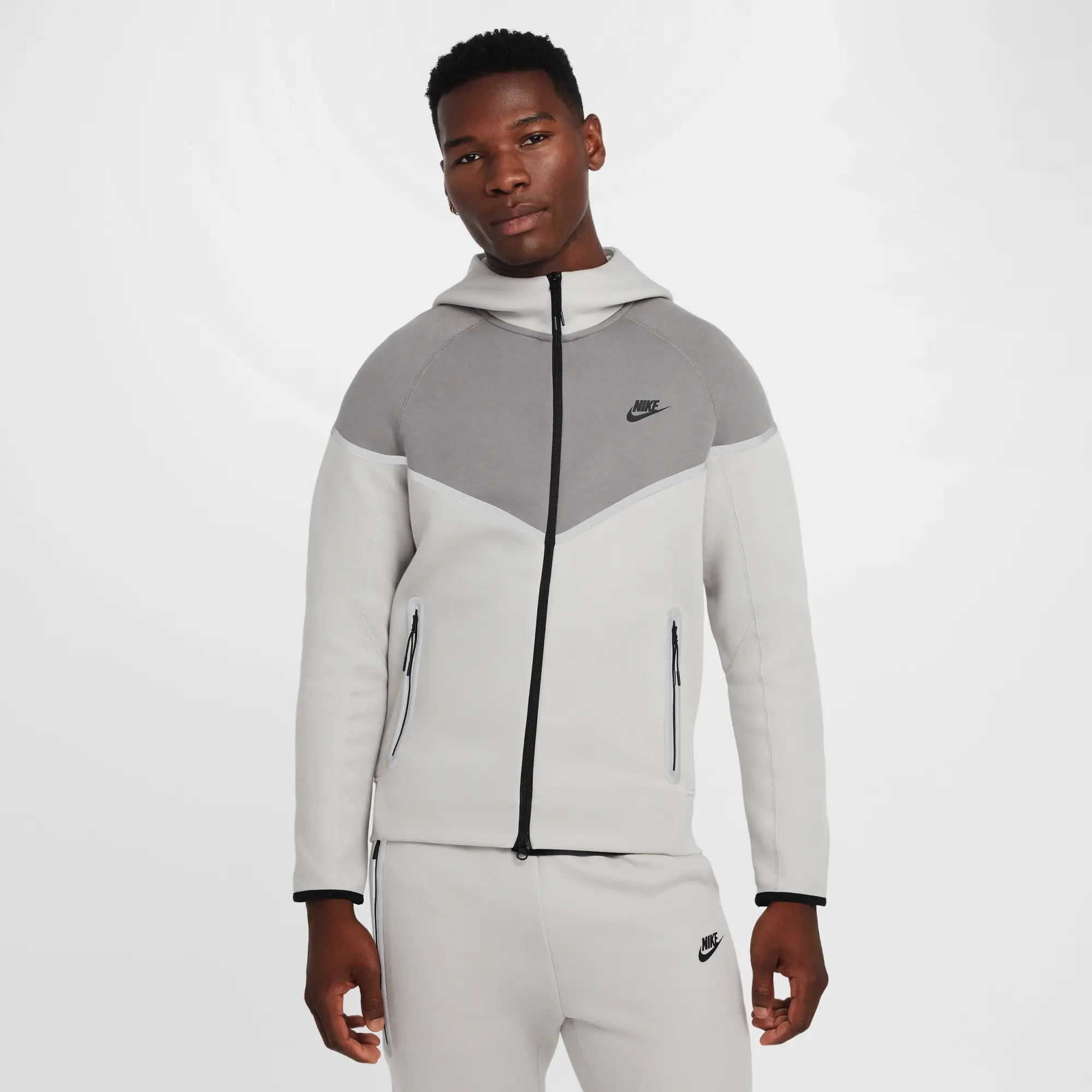 Nike Tech Windrunner Men's Fleece Full-Zip Jacket - Grey - Cotton/Polyester