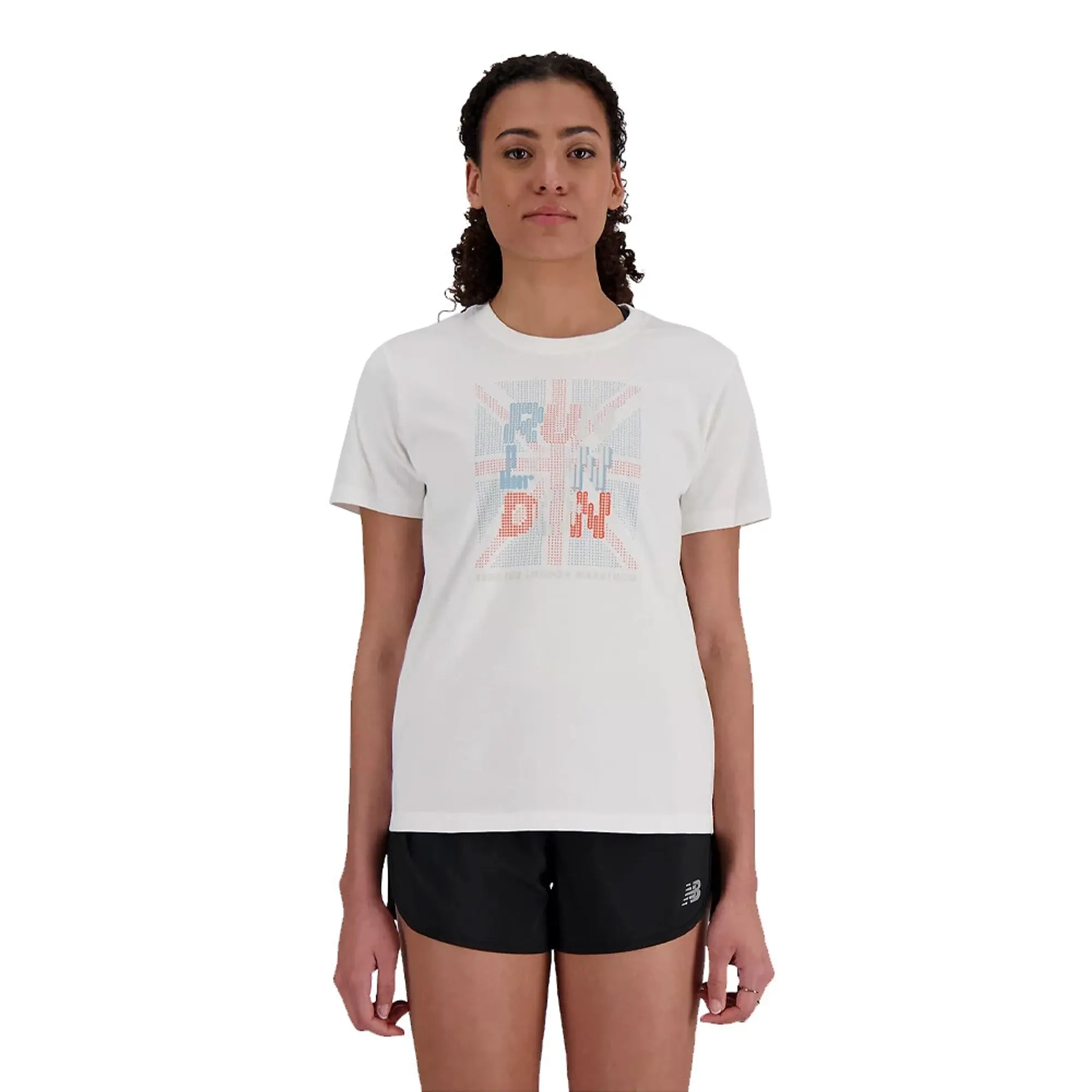New Balance Women's London Edition Graphic T-Shirt in White Cotton Jersey