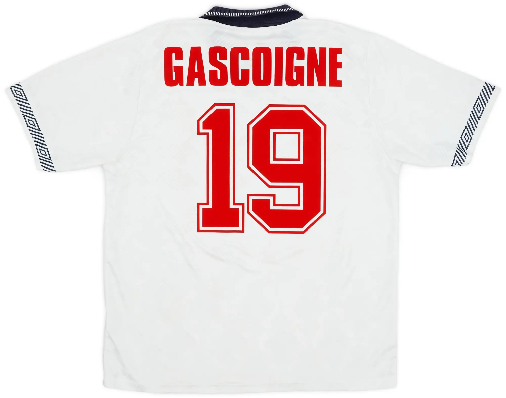Umbro 1990-92 England Home Shirt Gascoigne #19 - 8/10 - (L)