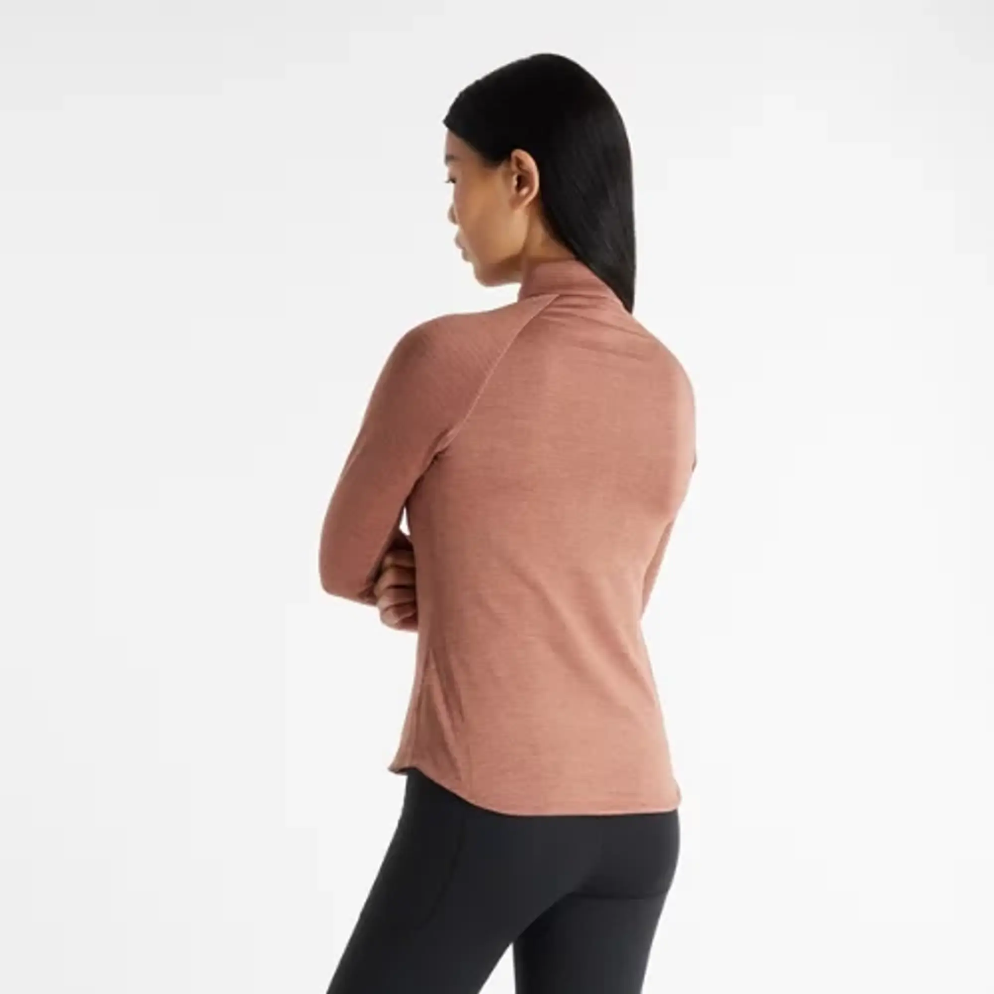 New Balance Women's Athletics Heat Grid 1/2 Zip in Brown Poly Knit