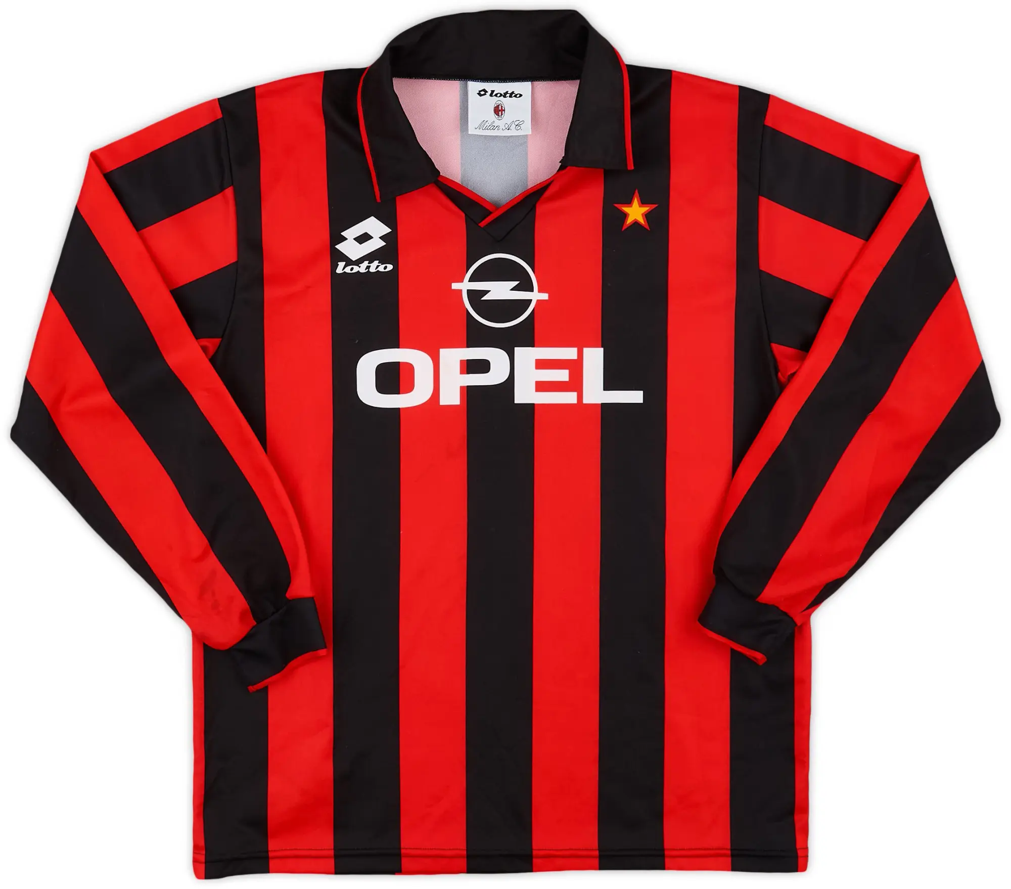 Lotto 1994-95 AC Milan Home L/S Shirt - 8/10 - (XL.Boys)